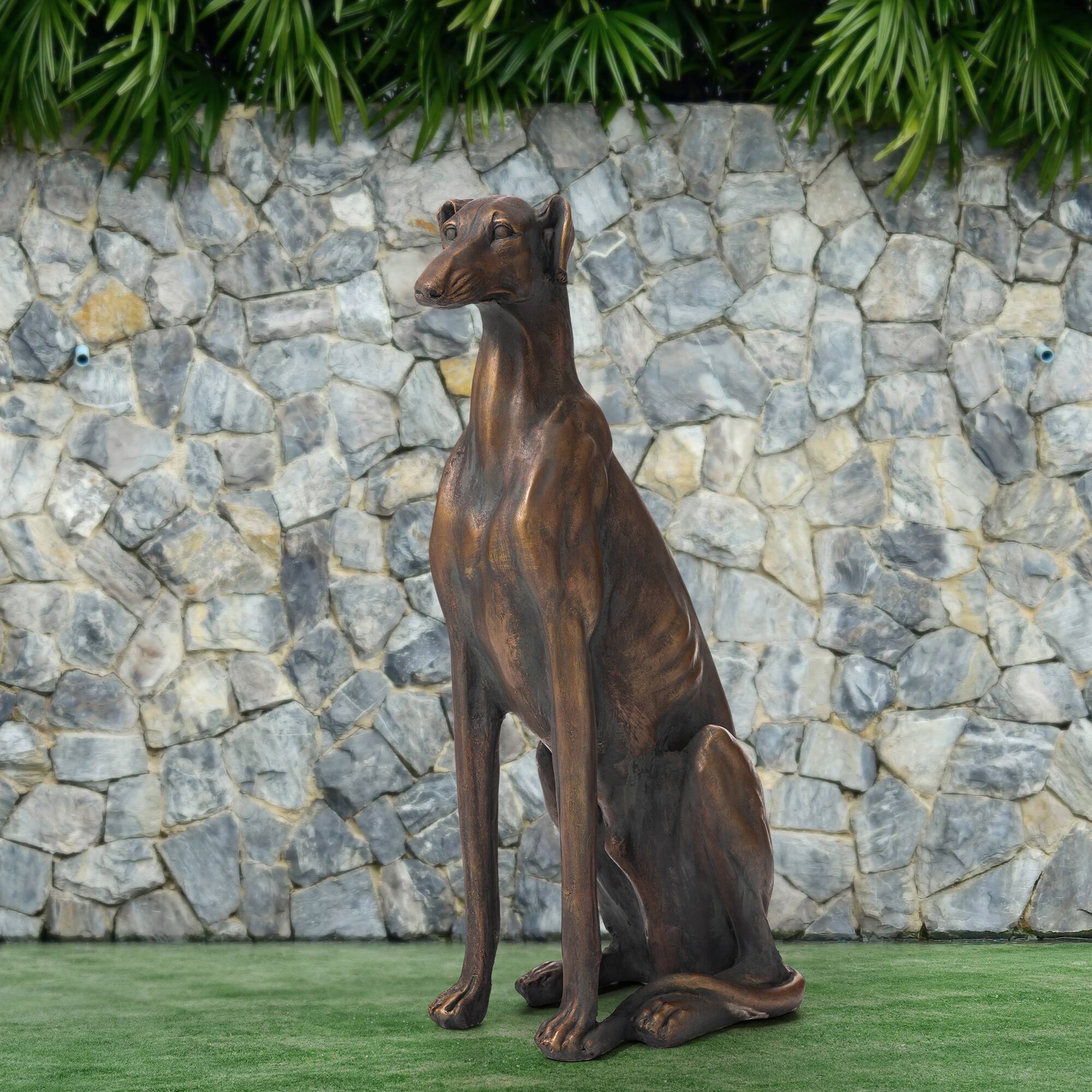 Glitzhome&#xAE; 30&#x22; Sitting Left Greyhound Dog Statue