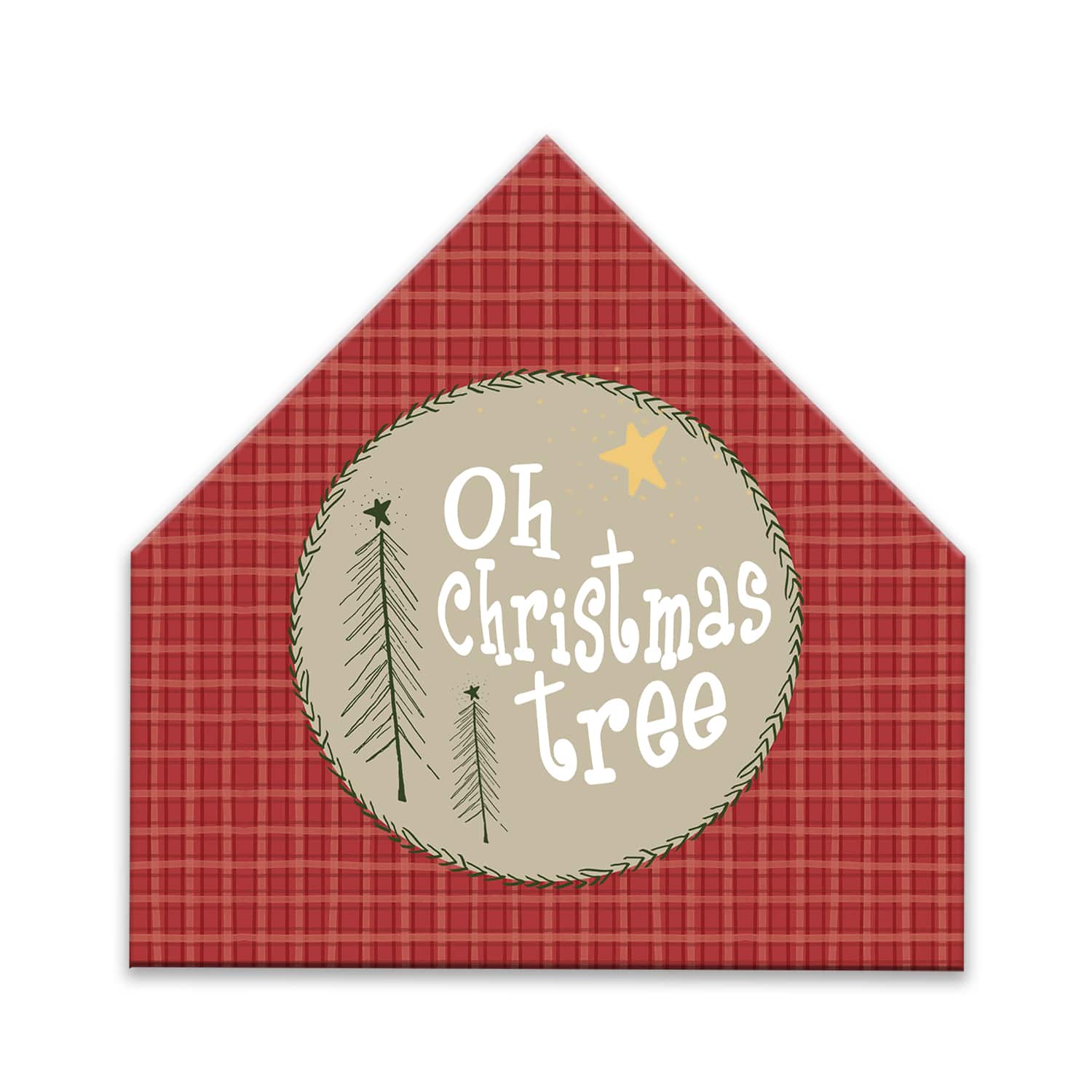 Oh Christmas Tree House Shaped Canvas Wall Art