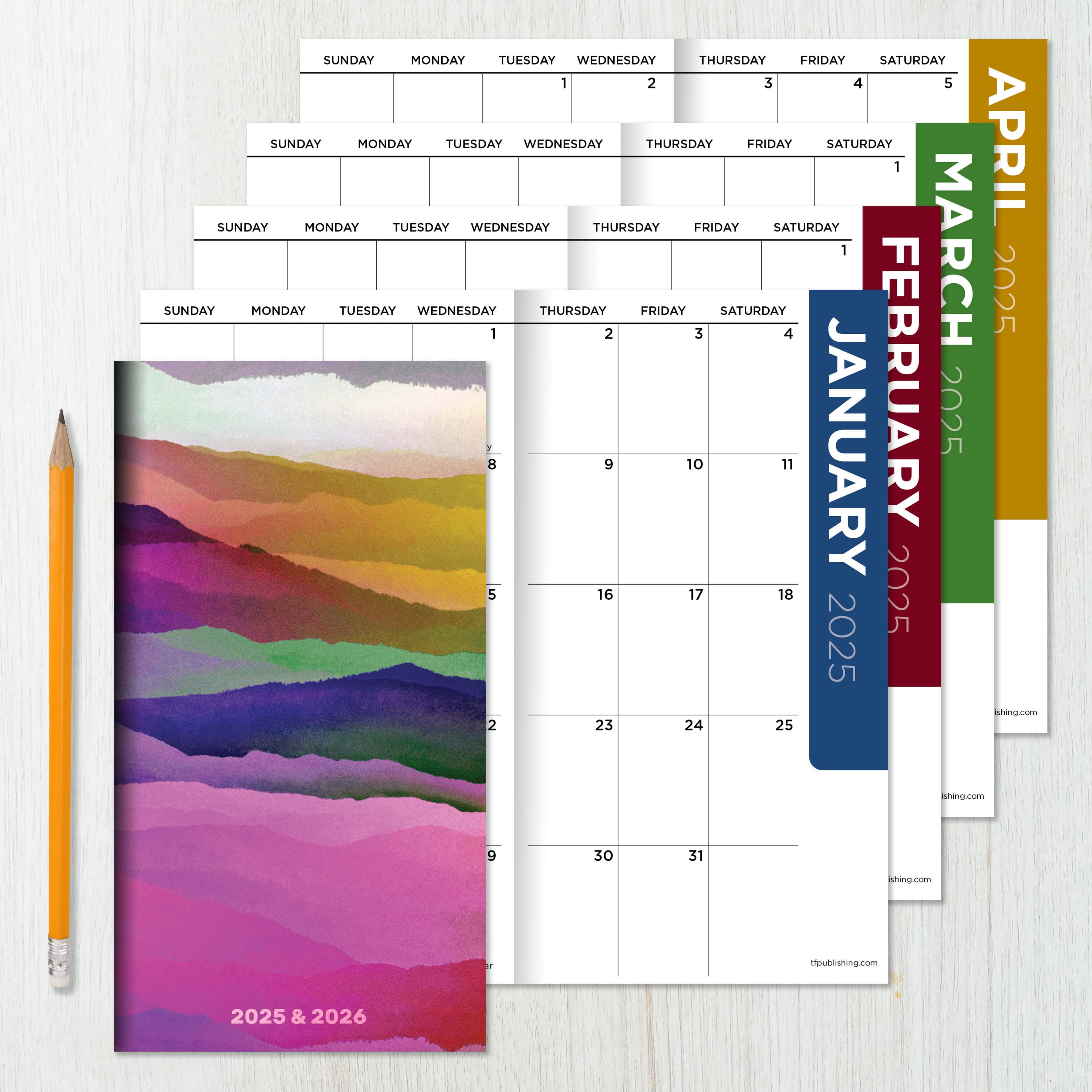 TF Publishing 2025-2026 Small Purple Mountain Majesty Monthly Pocket Planner