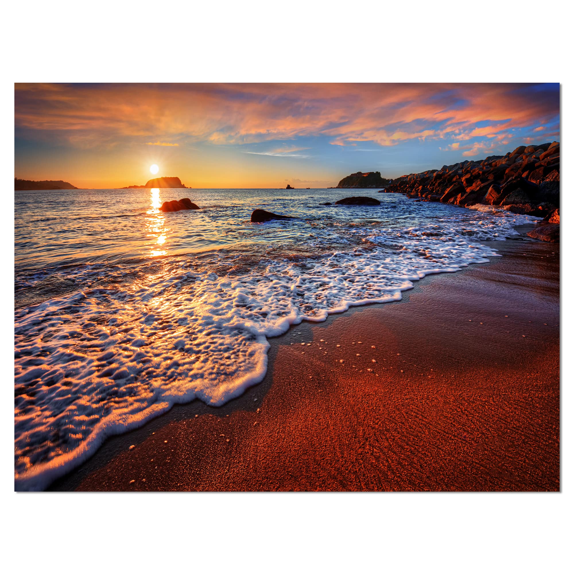Designart - Stunning Ocean Beach at Sunset - Seashore Canvas Art Print