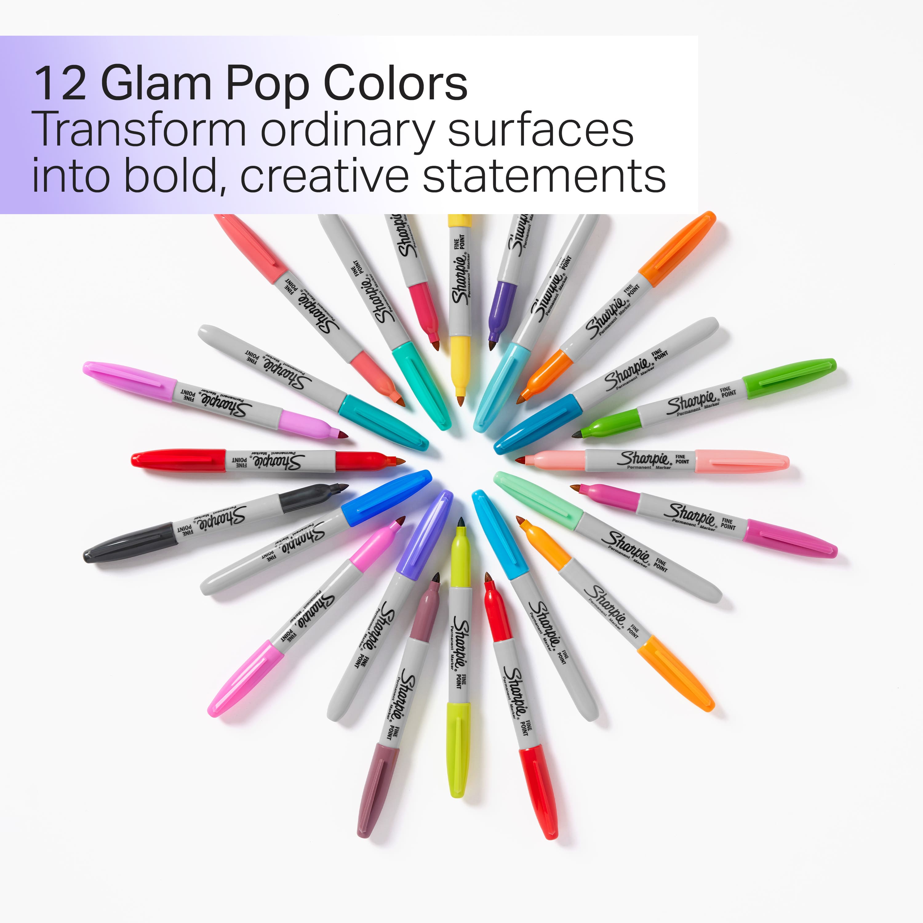 Sharpie&#xAE; Glam Pop 12 Color Fine Tip Permanent Markers