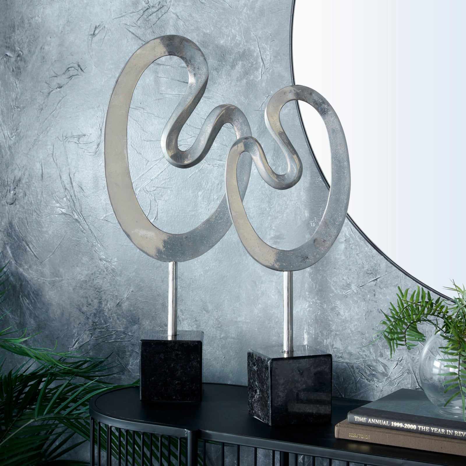 CosmoLiving by Cosmopolitan Silver Marble Contemporary Sculpture, 24" x 21"