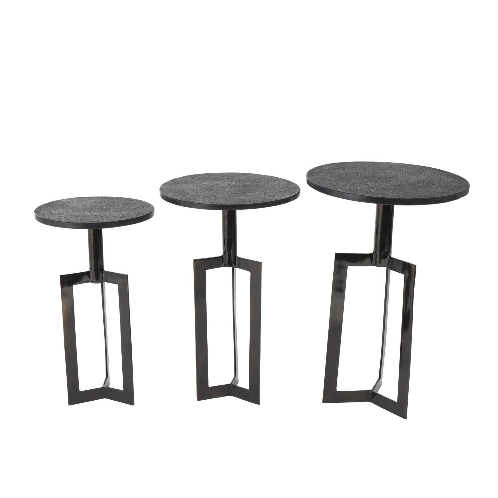 Black Aluminum Metal Tripod Accent Table Set