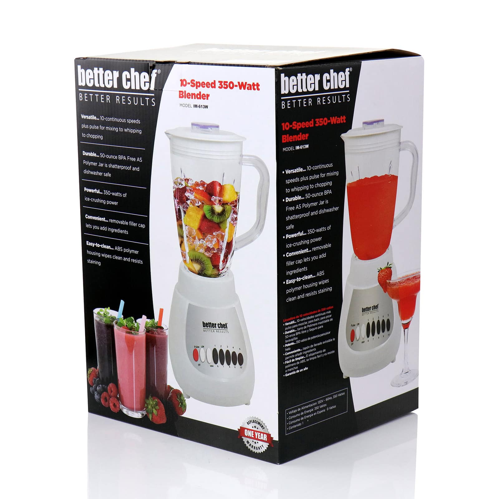 Better Chef White 50oz. 10-Speed 350-Watt Plastic Jar Blender