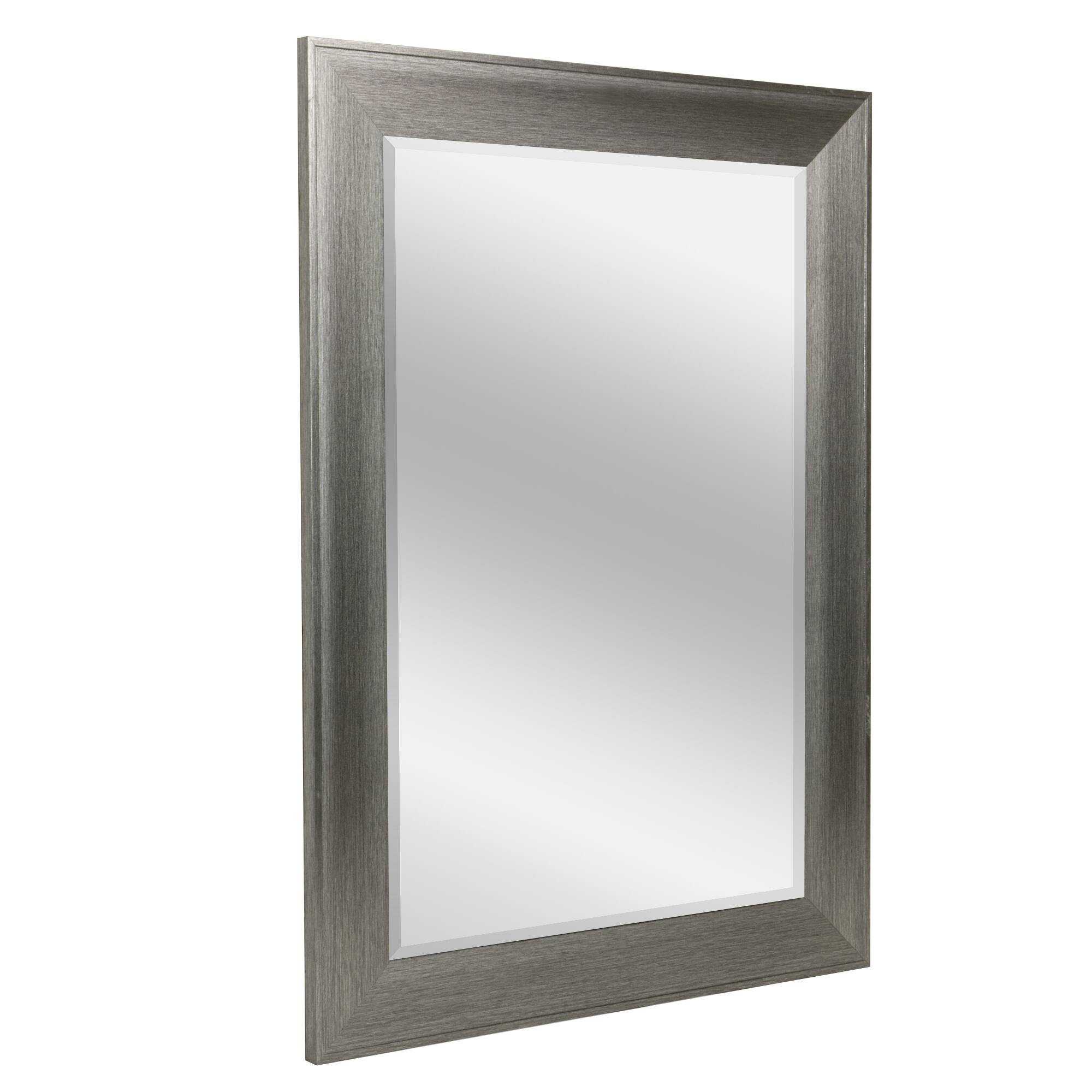 Head West® Metallic Gray Framed Beveled Glass Raised Lip Vanity Wall Mirror