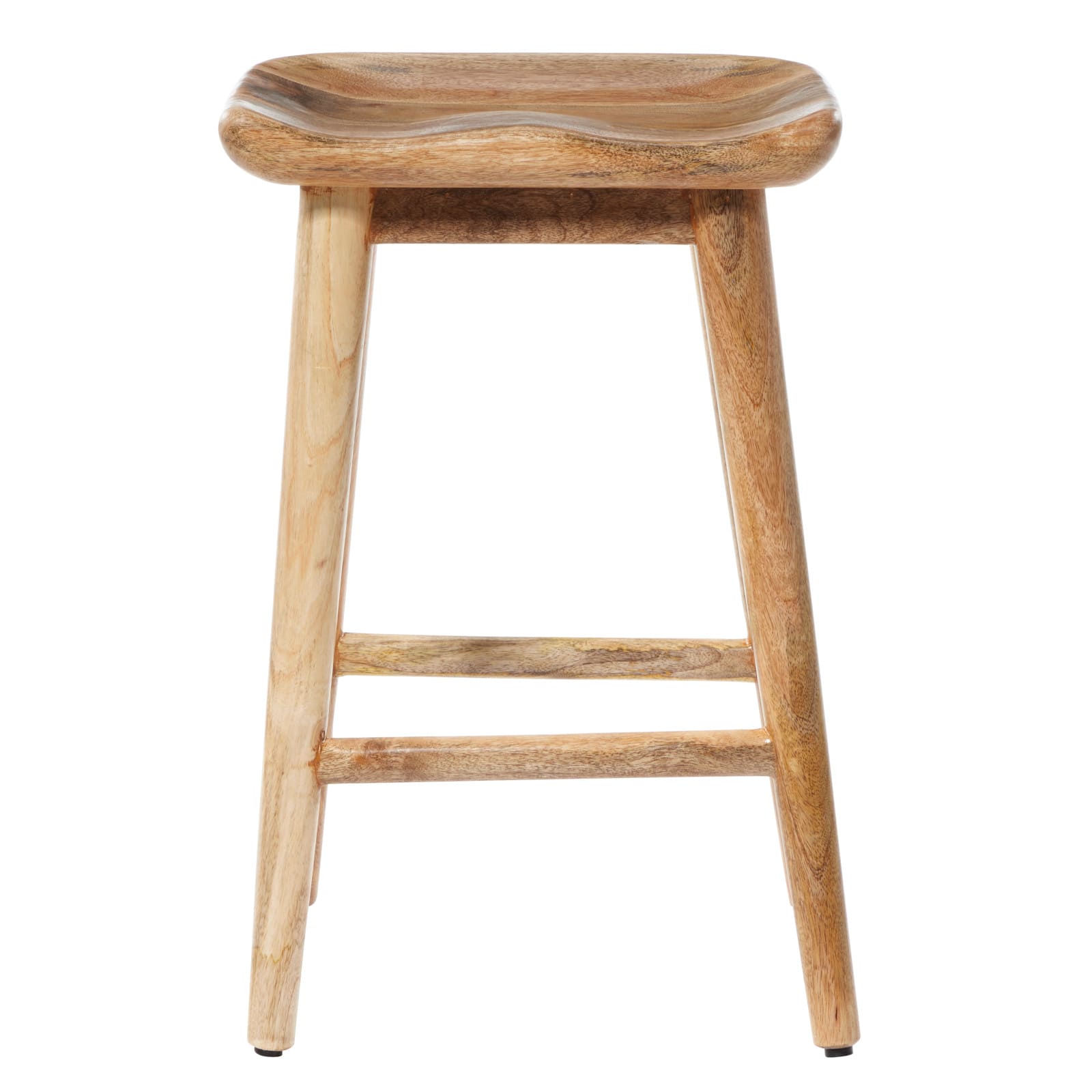 Brown Wood Contemporary Stool, 24" x 17" x 14"