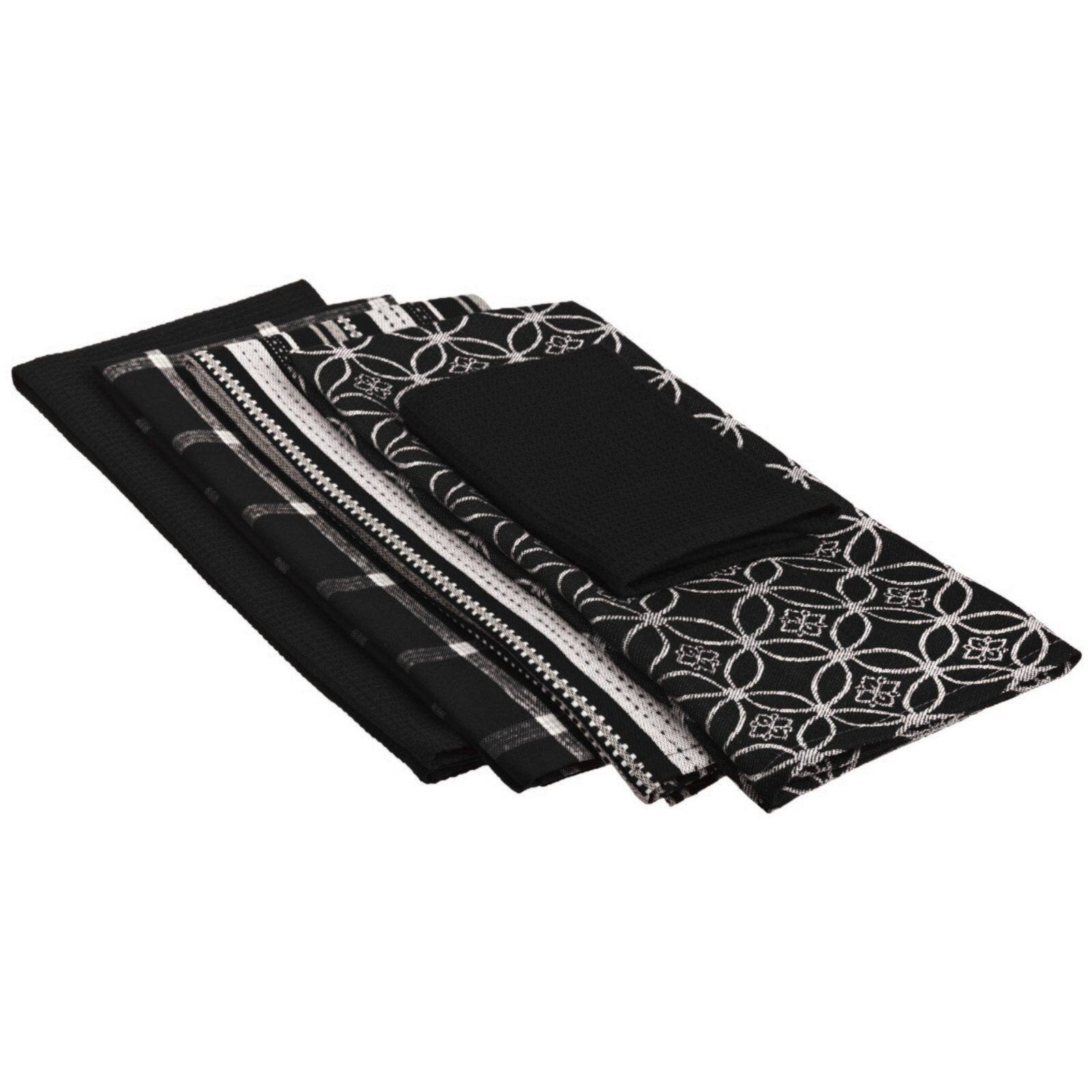 DII&#xAE; Black Dishtowel &#x26; Dishcloth Set