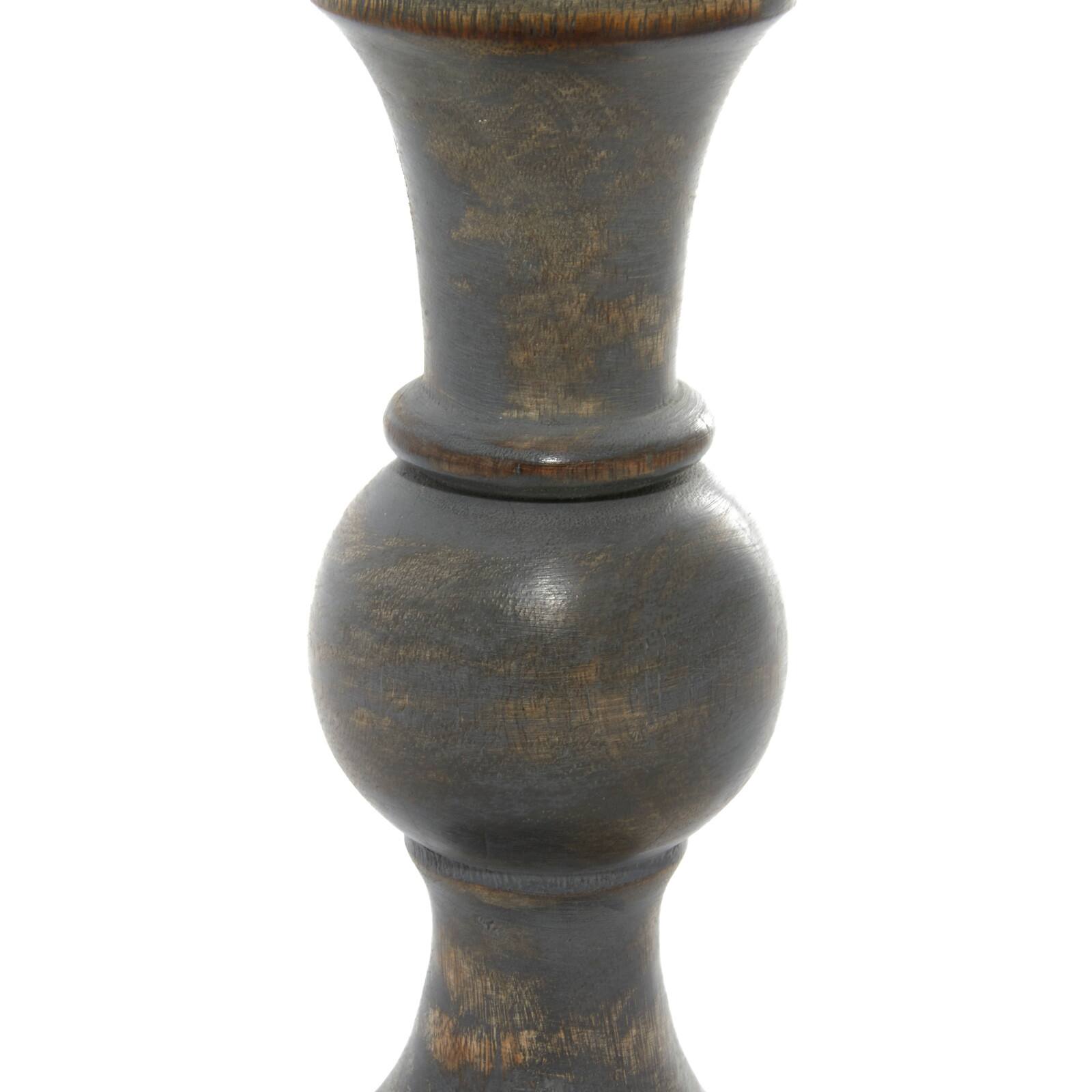 Brown Mango Wood Country Cottage Candle Holder Set