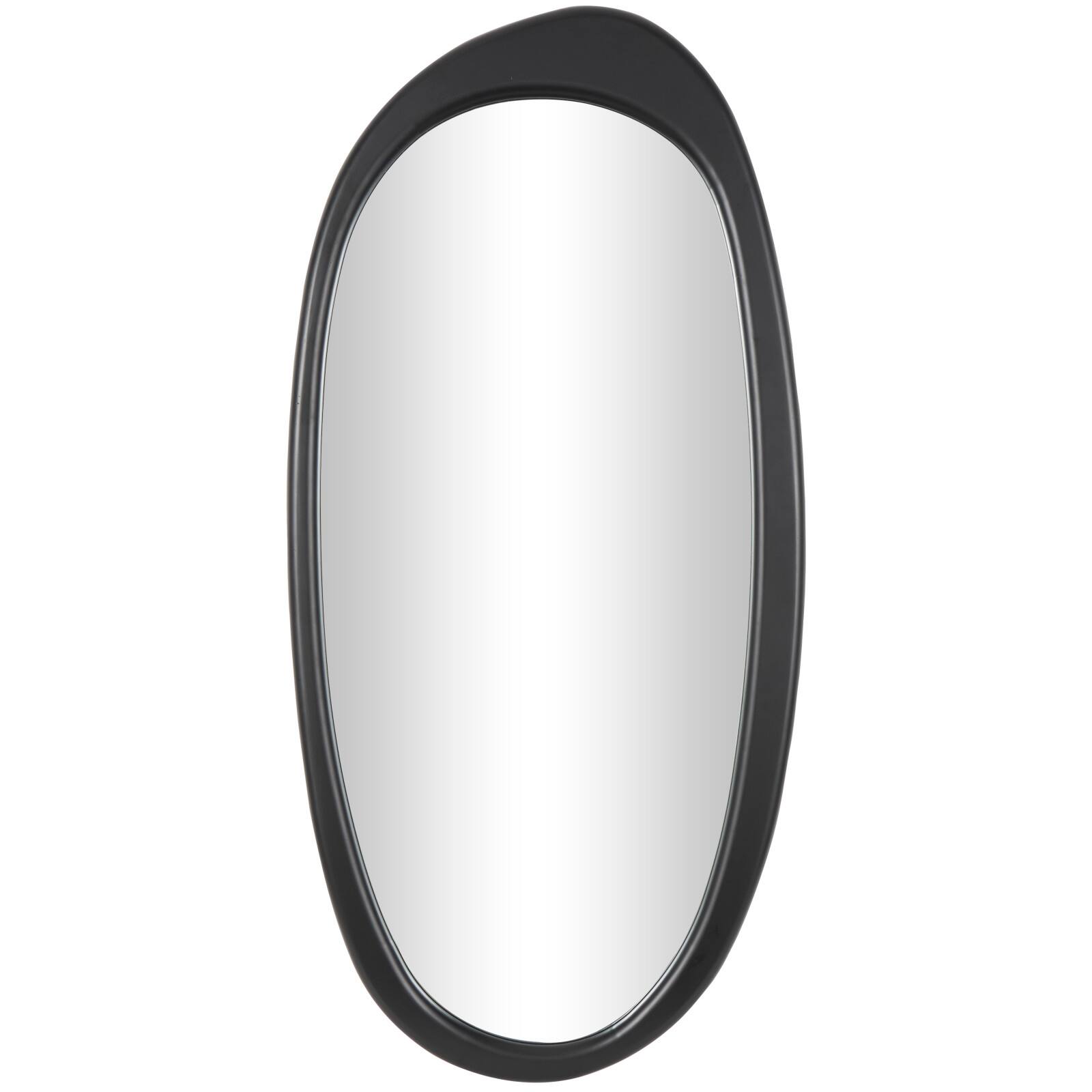 51" Black Wooden Abstract Oval Framed Wall Mirror