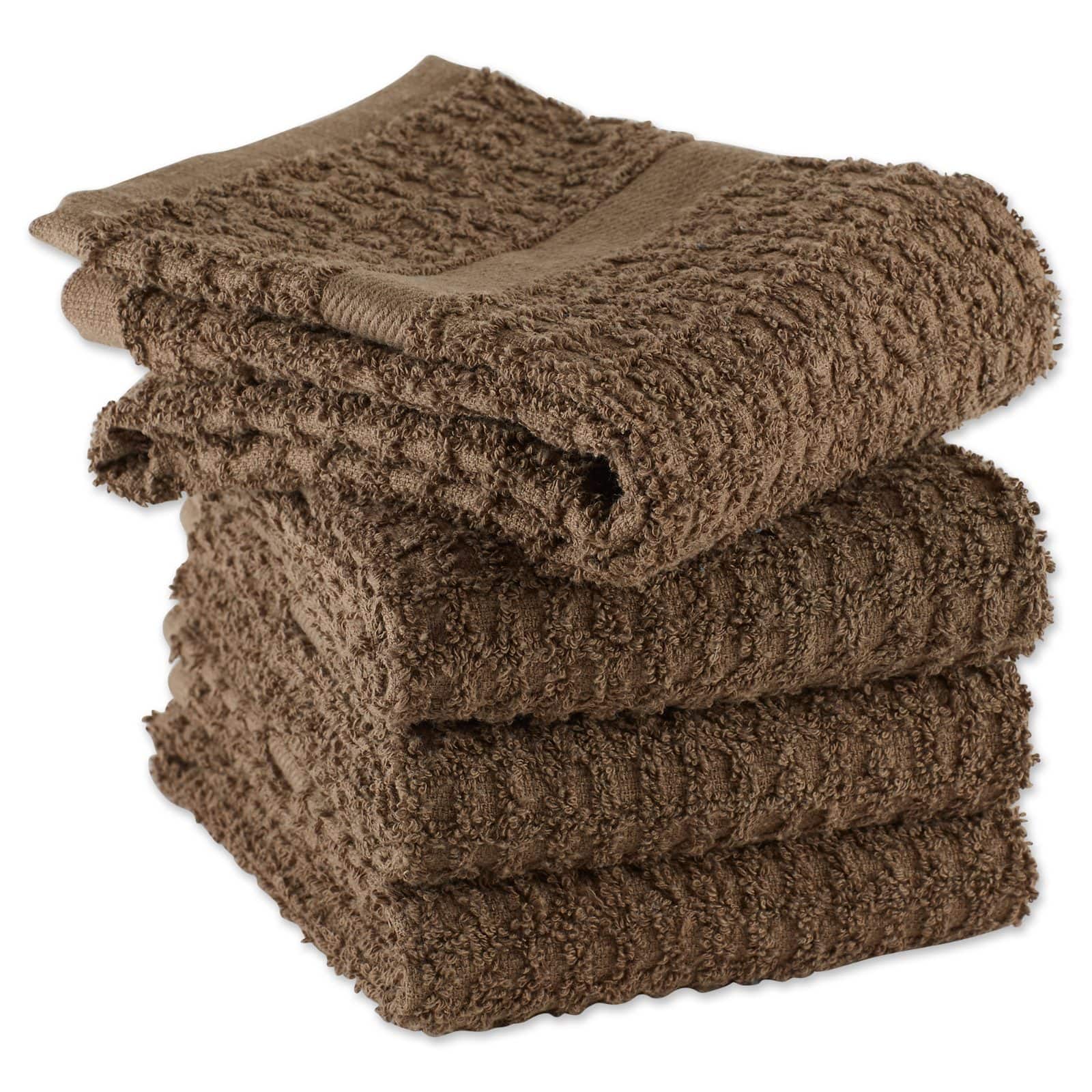 DII® Solid Brown Waffle Terry Dishtowel, 4ct.