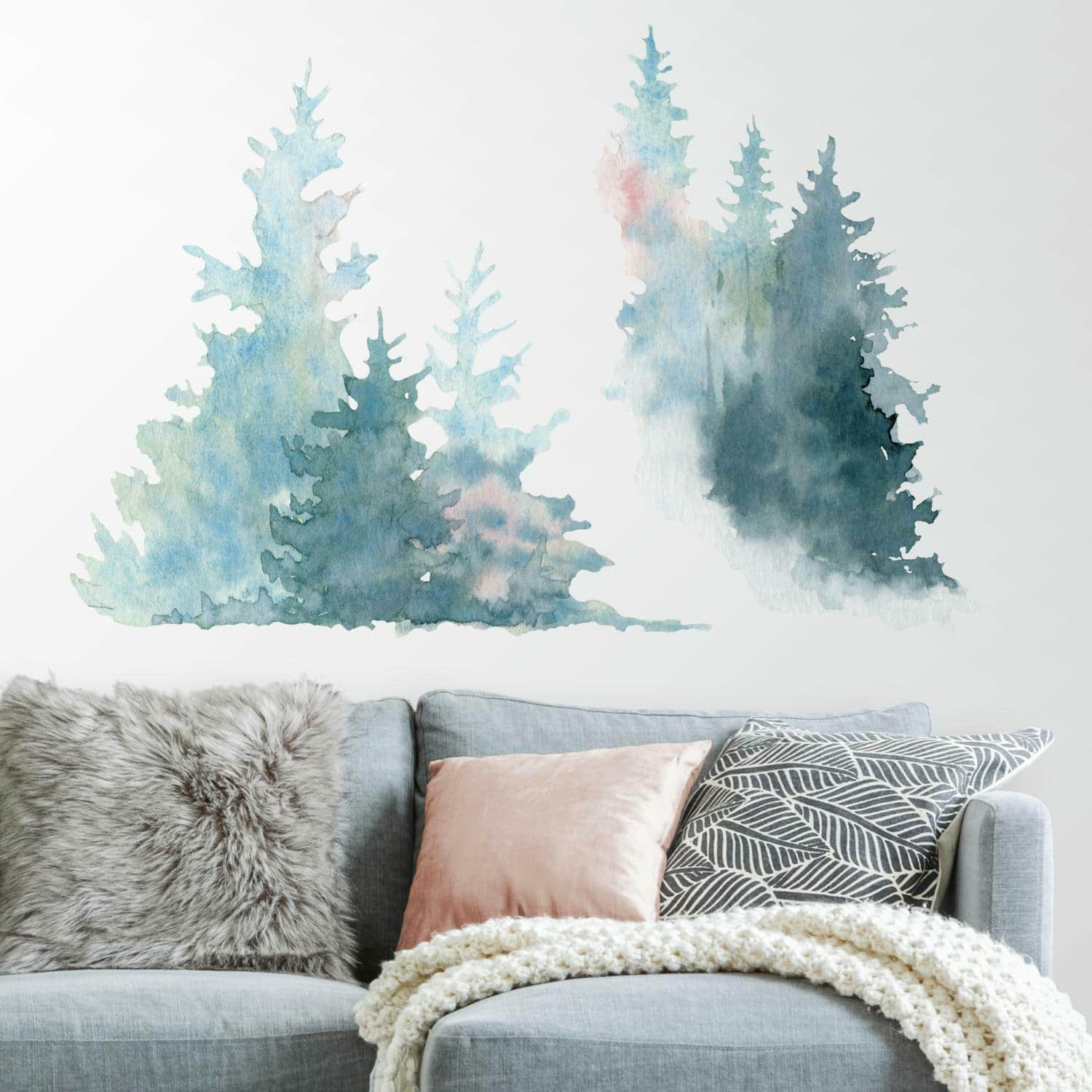 RoomMates Watercolor Pine Tree Peel &#x26; Stick Decals