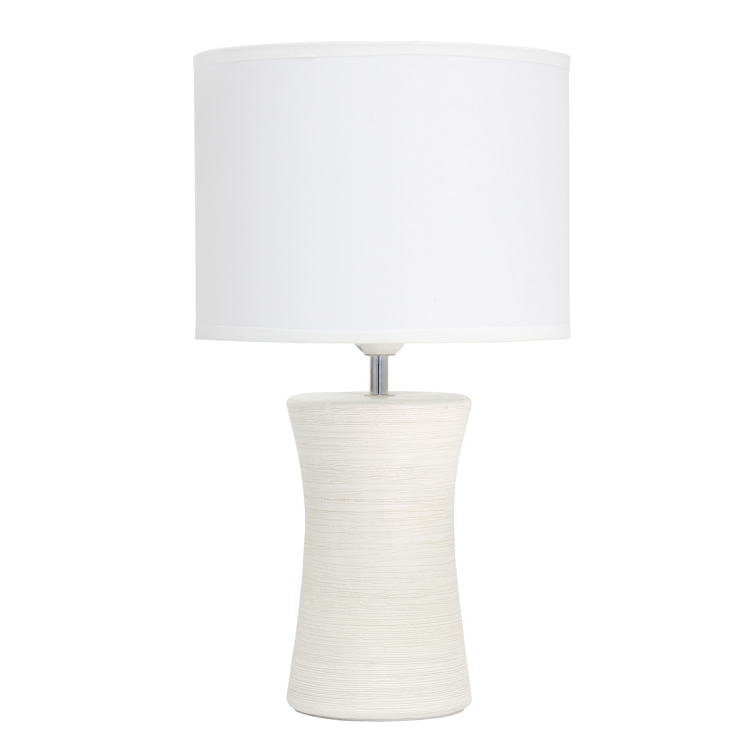 Simple Designs White Shade Ceramic Hourglass Table Lamp
