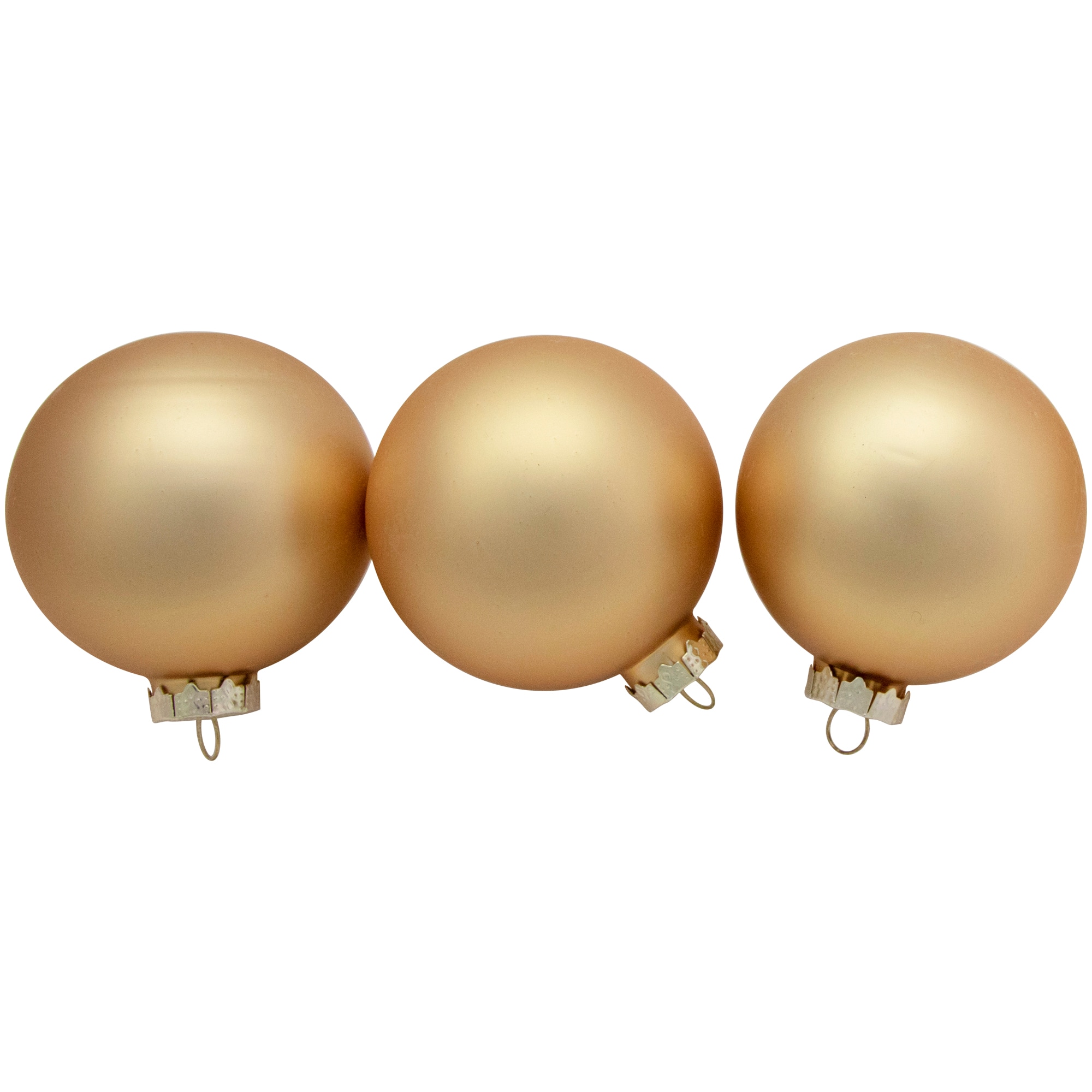 6ct. 3&#x22; Champagne Gold 2-Finish Glass Ball Ornaments