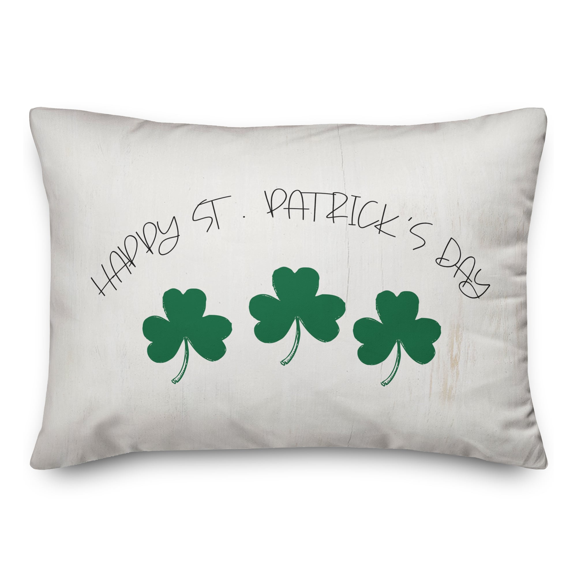 Happy Patricks Day Clover 14&#x22; x 20&#x22; Throw Pillow