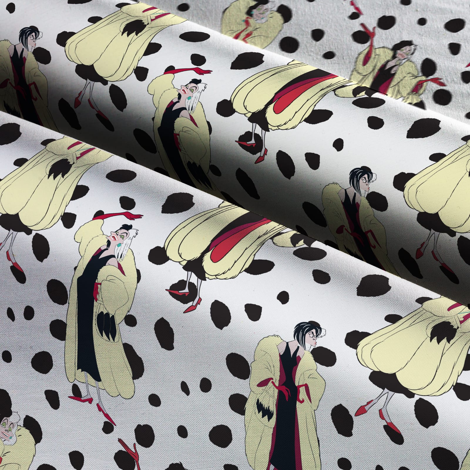 Disney&#xAE; Cruella de Vil Black &#x26; White Polka Dot Cotton Fabric 