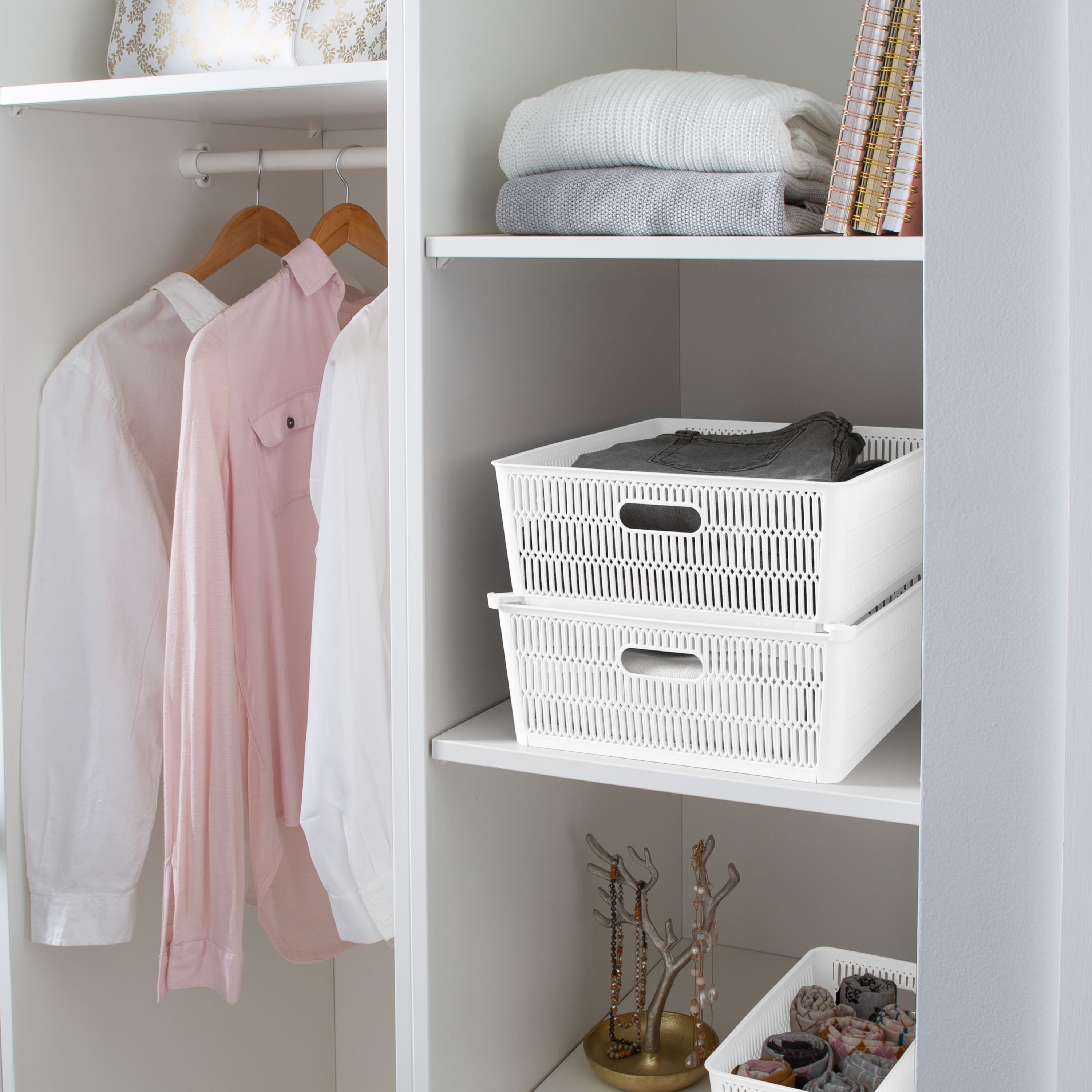 Simplify Slide 2 Stack It Shallow Tote Baskets, 2ct.