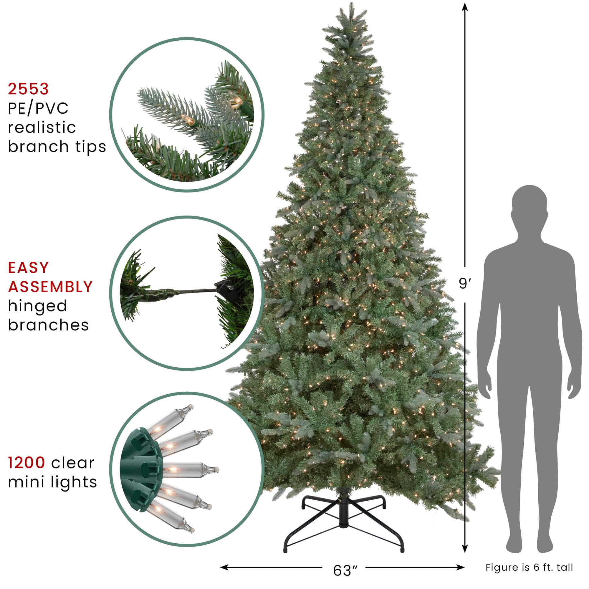 9ft. Pre-Lit Real Touch™ Granville Fraser Fir Artificial Christmas Tree, Clear Lights