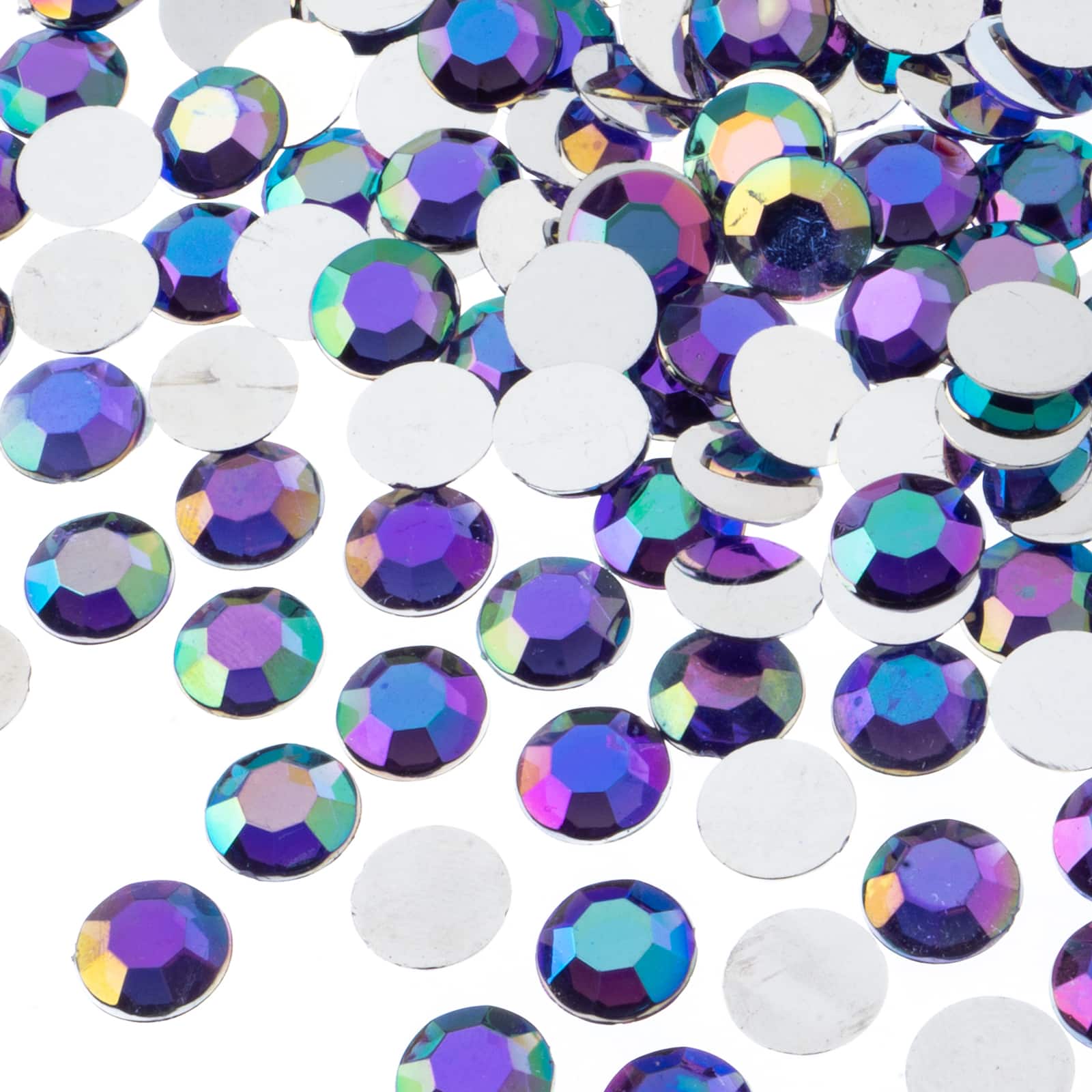 John Bead Acrylic Round Flat Back Rhinestones, 10mm