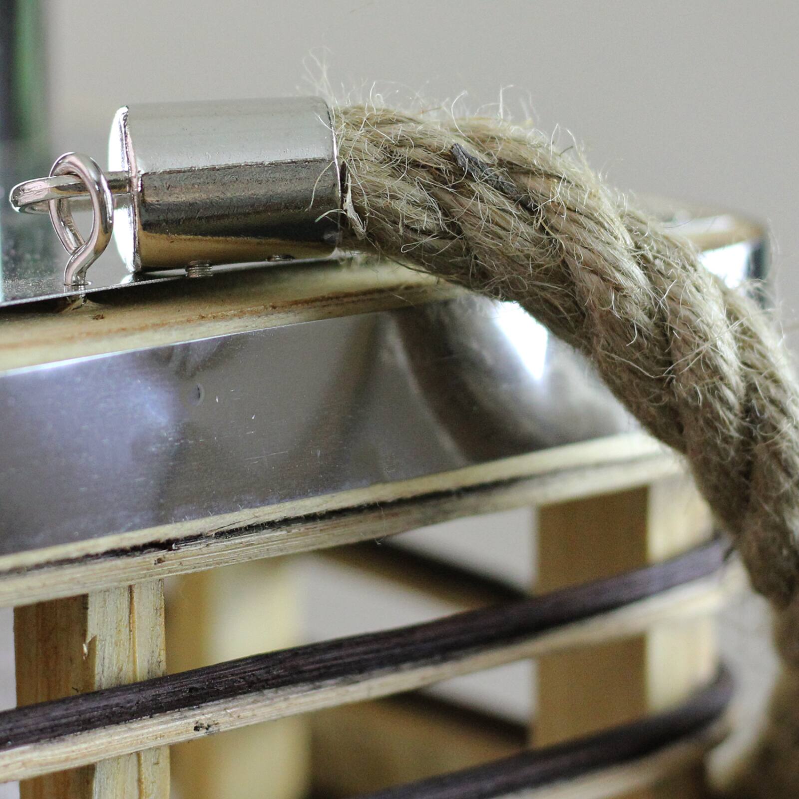 Rustic Chic Rectangular Rattan Candle Holder Lantern with Handle