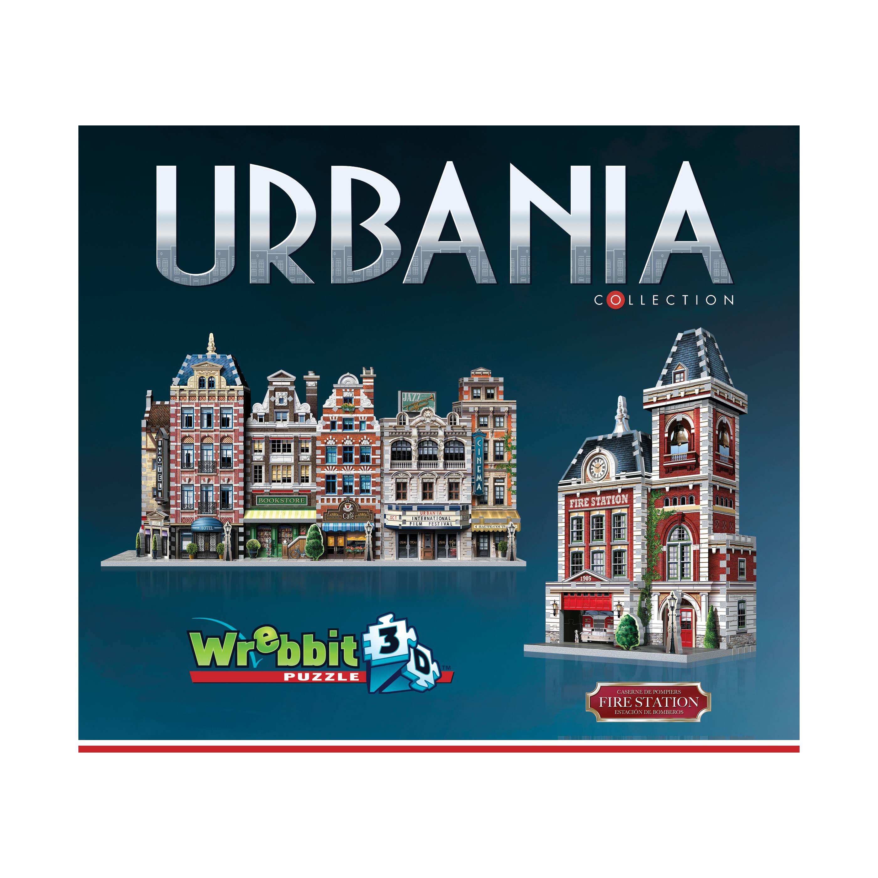 Urbania Collection - 4 3D Puzzles: Hotel, Cinema, Cafe, and Fire Station: 1165 Pcs