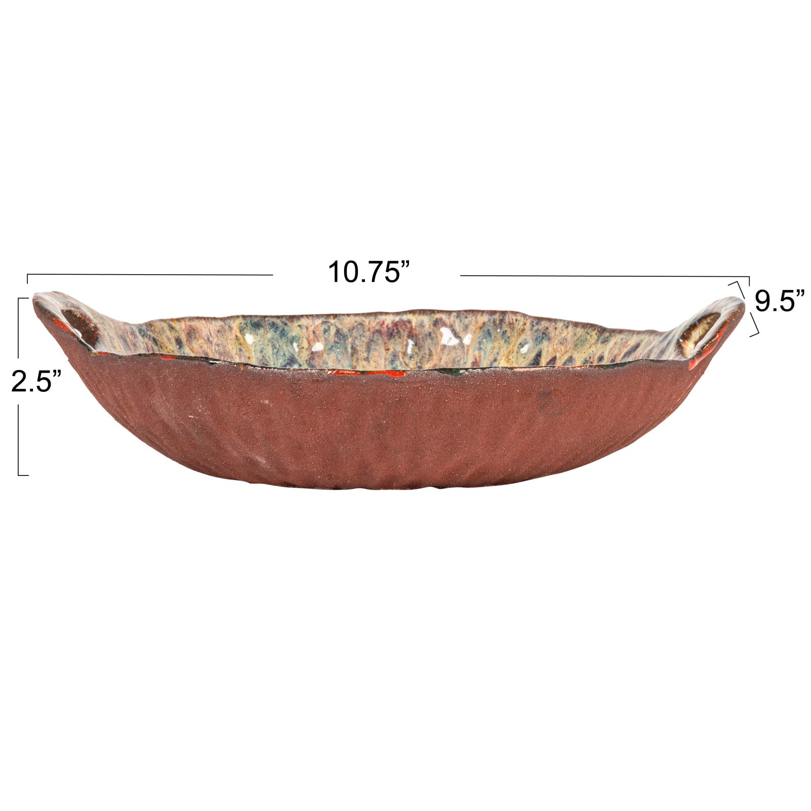 Hello Honey® 10.75" Multicolor Round Stoneware Bowl with Handles