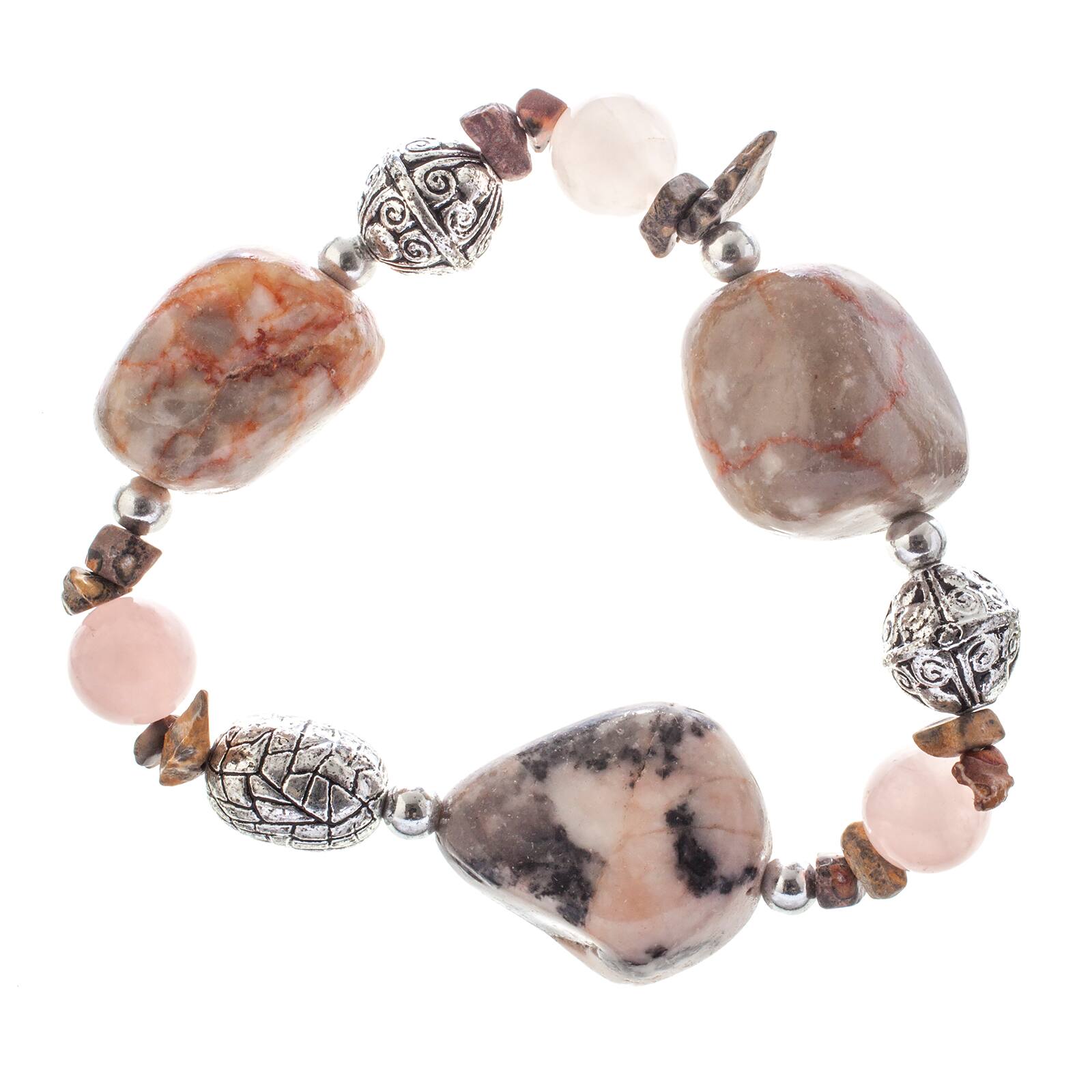 John Bead Jasper Pink Natural Stone Bracelet