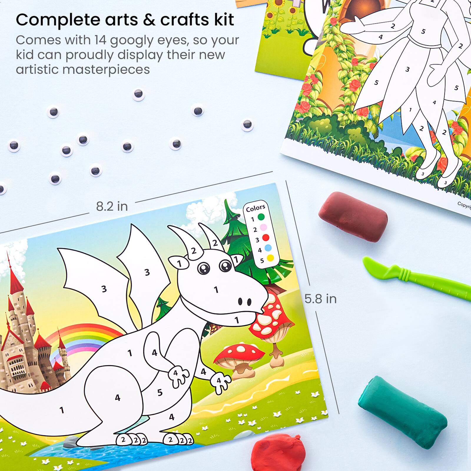 Arteza® Kids Magical Creatures Clay By Numbers Kit, 57 pcs
