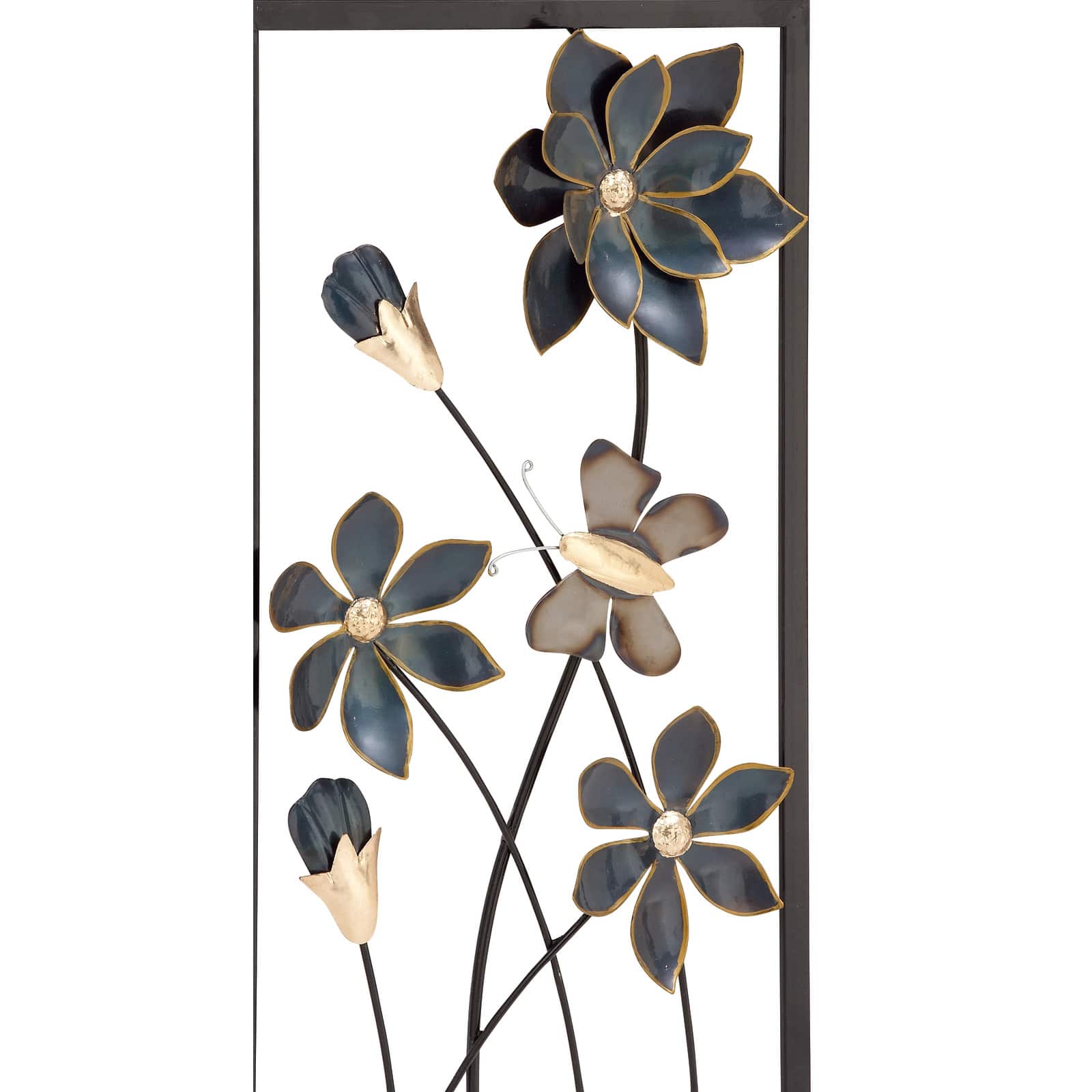 28&#x22; Black Metal Traditional Floral Wall D&#xE9;cor Set
