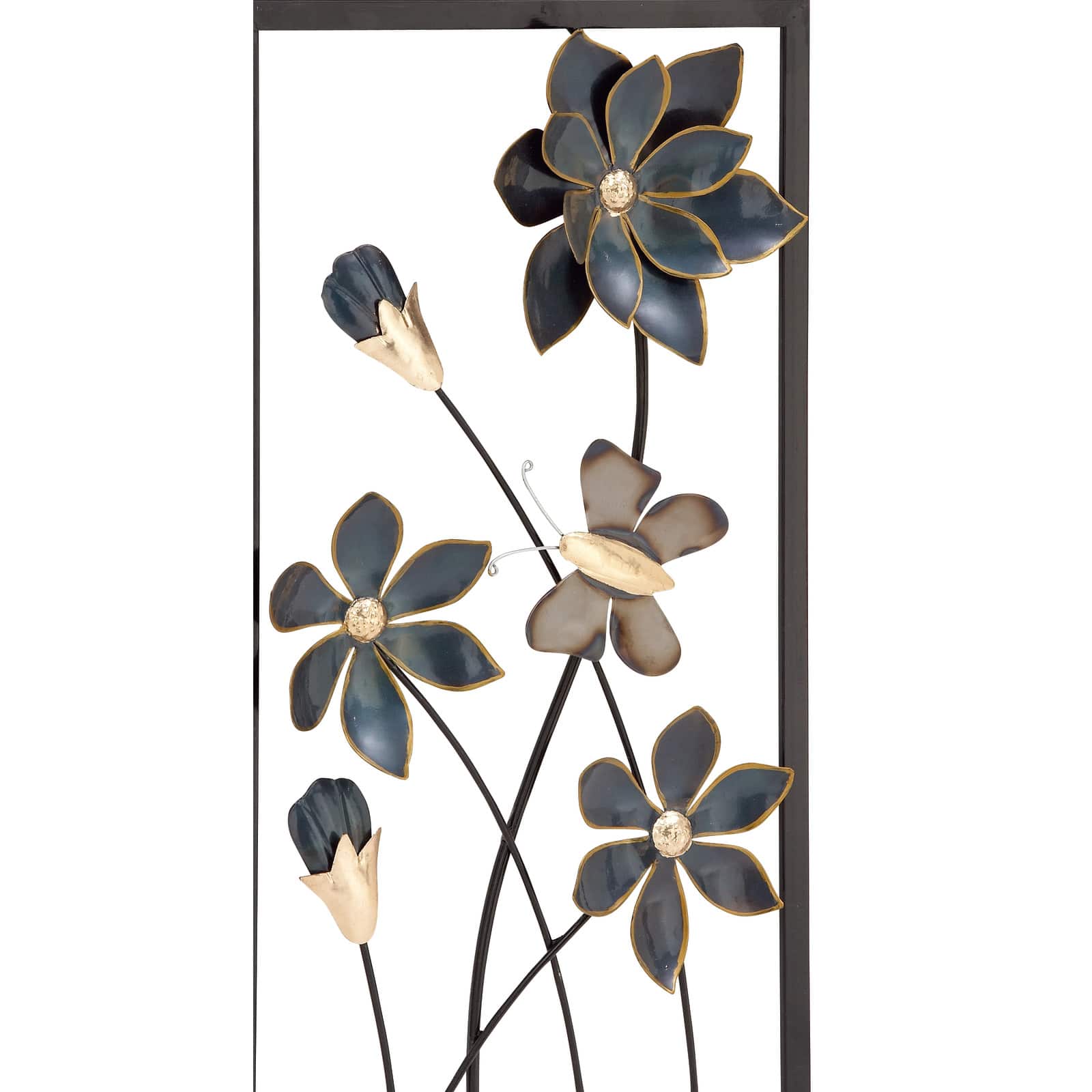 28" Black Metal Traditional Floral Wall Décor Set