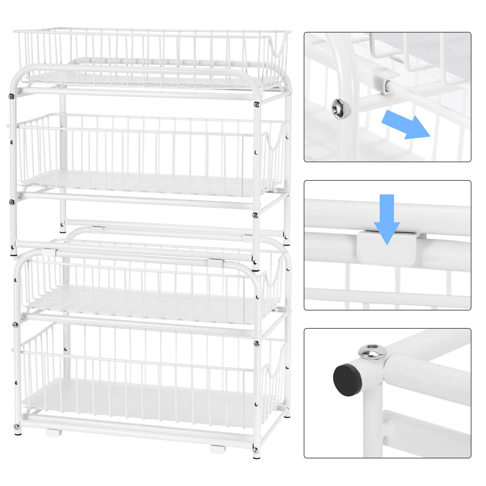 2-Tier Stackable Sliding Basket Cabinet Organizers, 2ct.