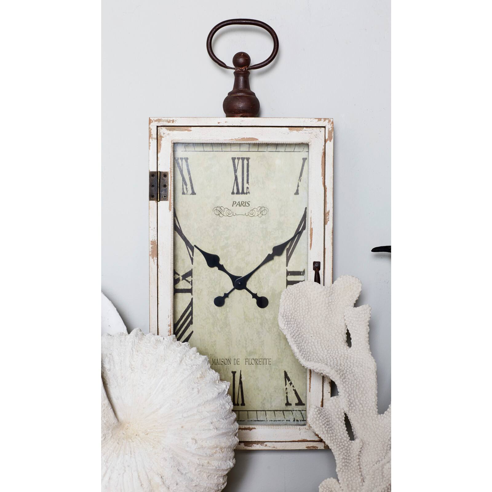 28&#x22; White Vintage Wood Wall Clock