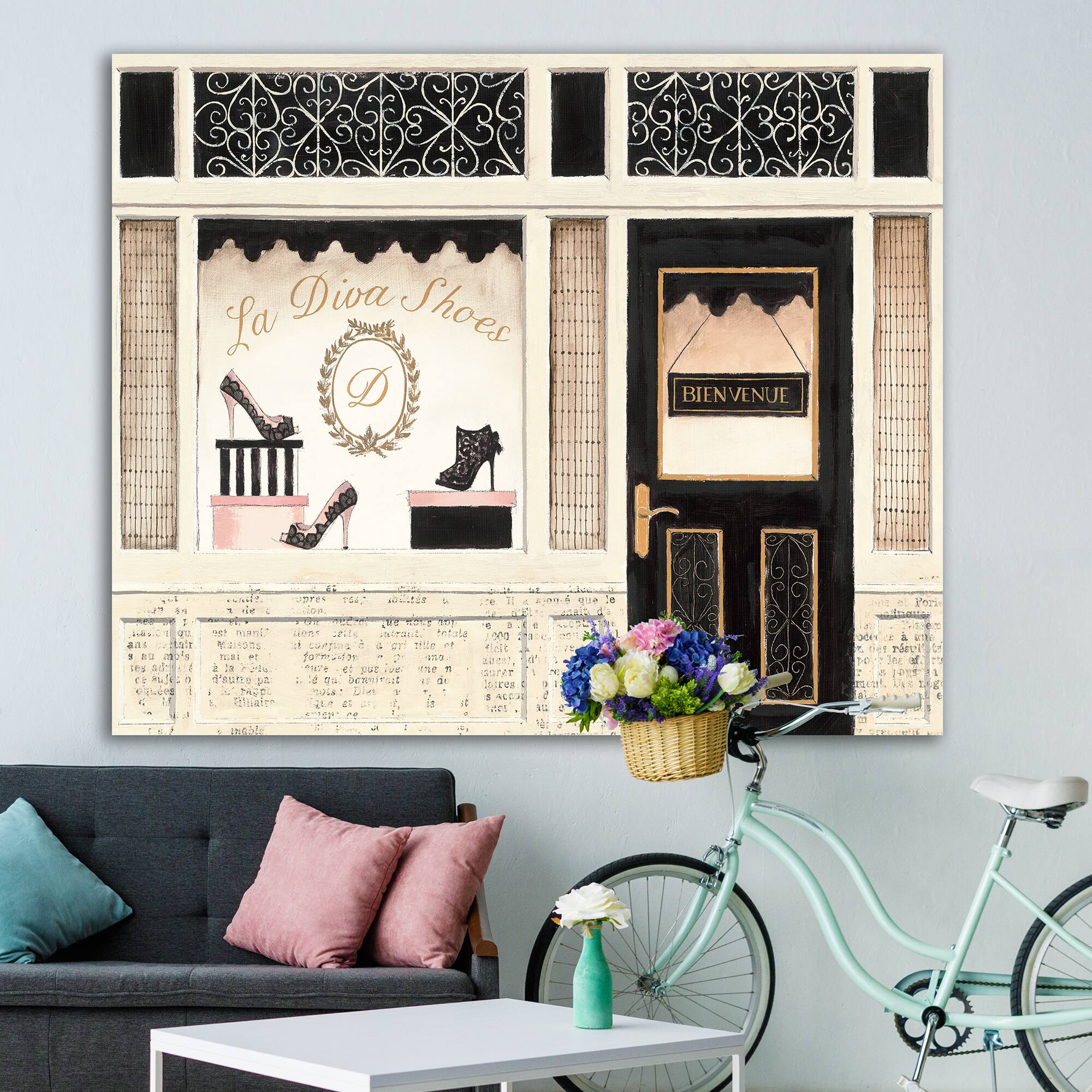 Designart - Paris Diva Shoes Painting - Fashion Premium Canvas Wall Art