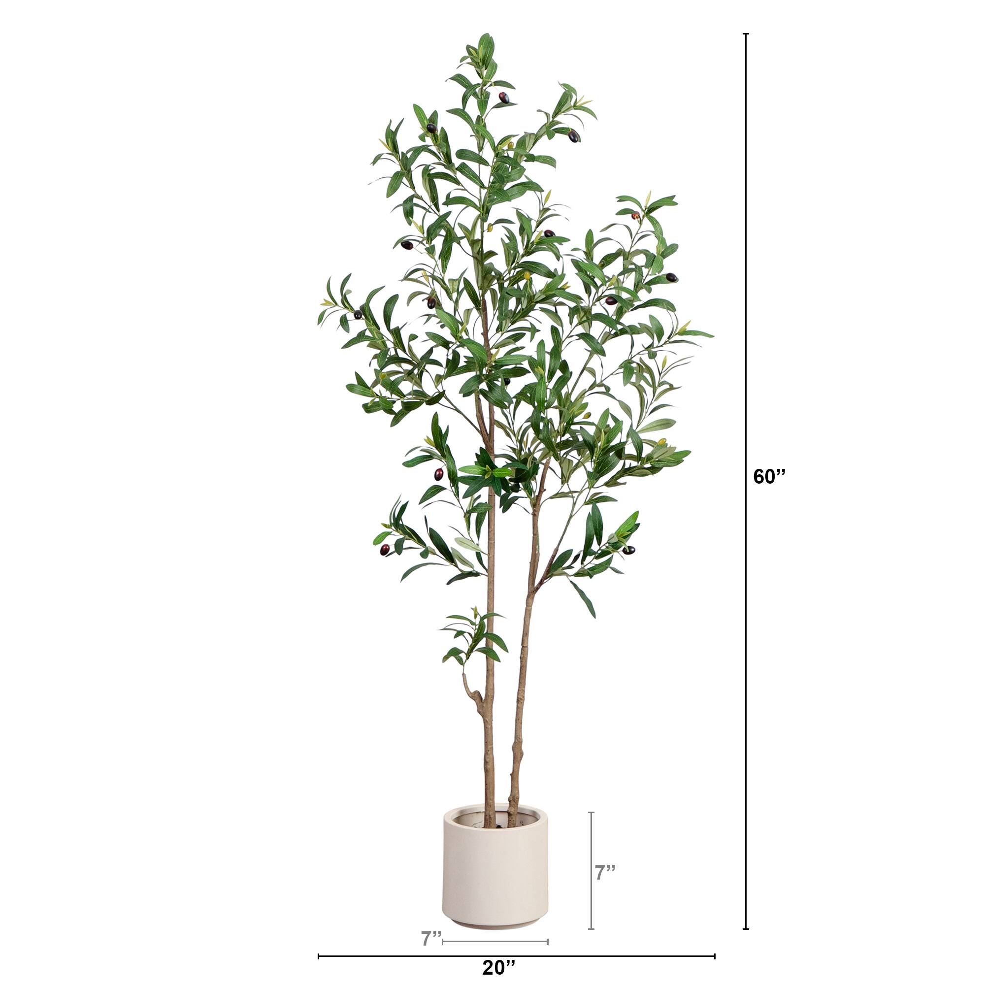 5ft. Artificial Minimalist Olive Tree in White Decorative Planter