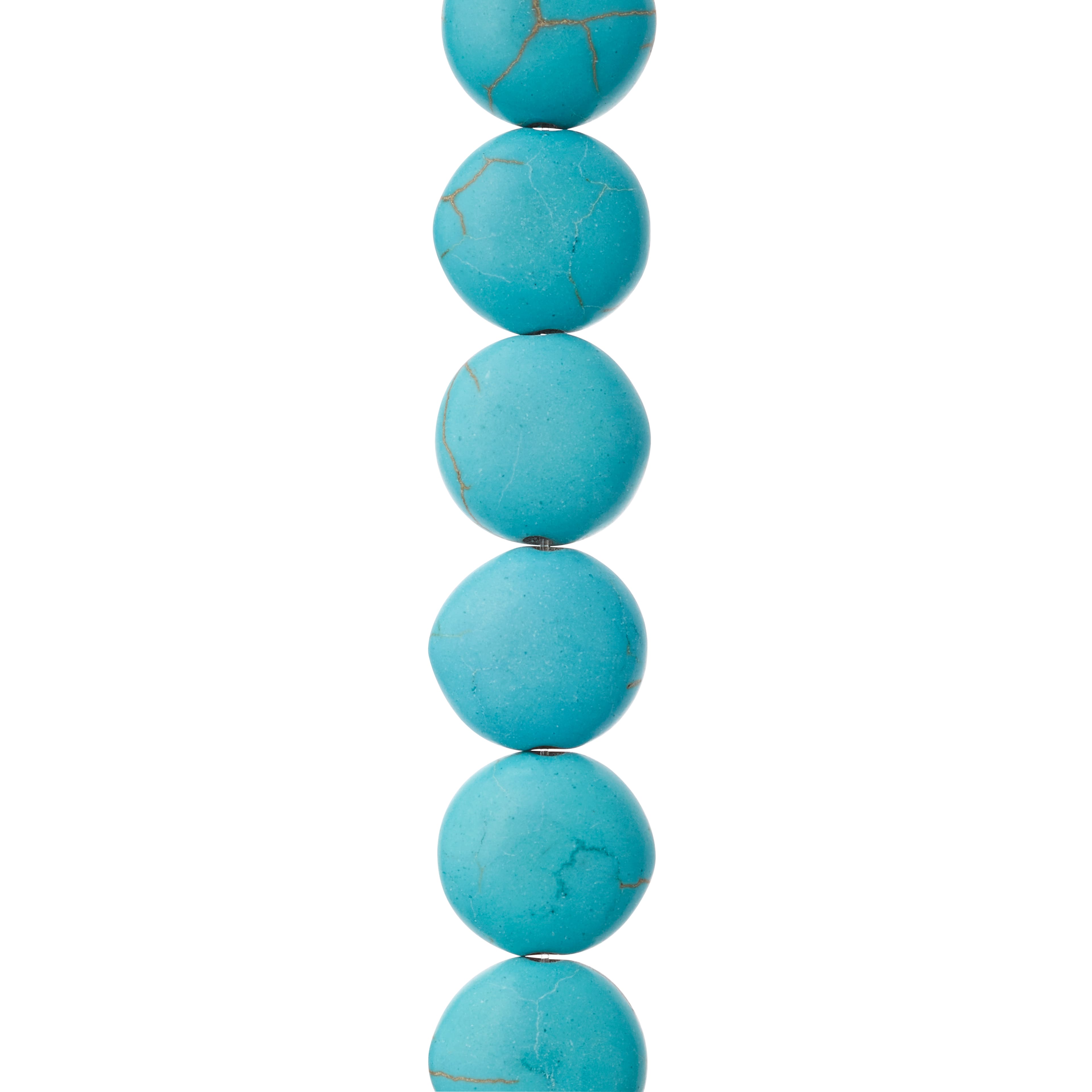 12 Pack: Turquoise Dyed Howlite Lentil Beads, 12mm by Bead Landing™