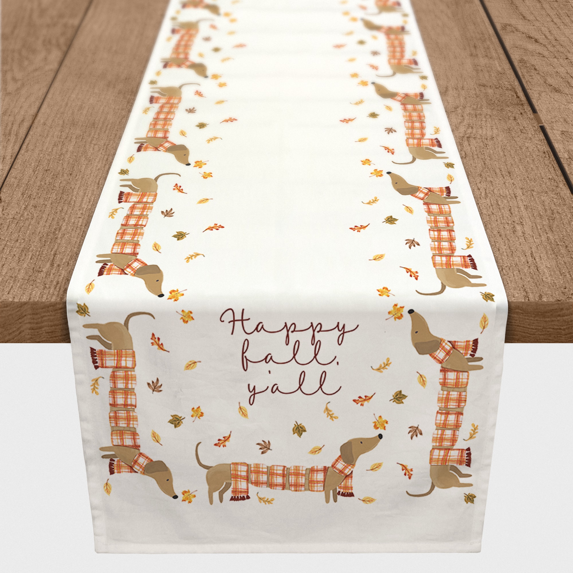 Plaid Scarf Weenie Dog Tablerunner