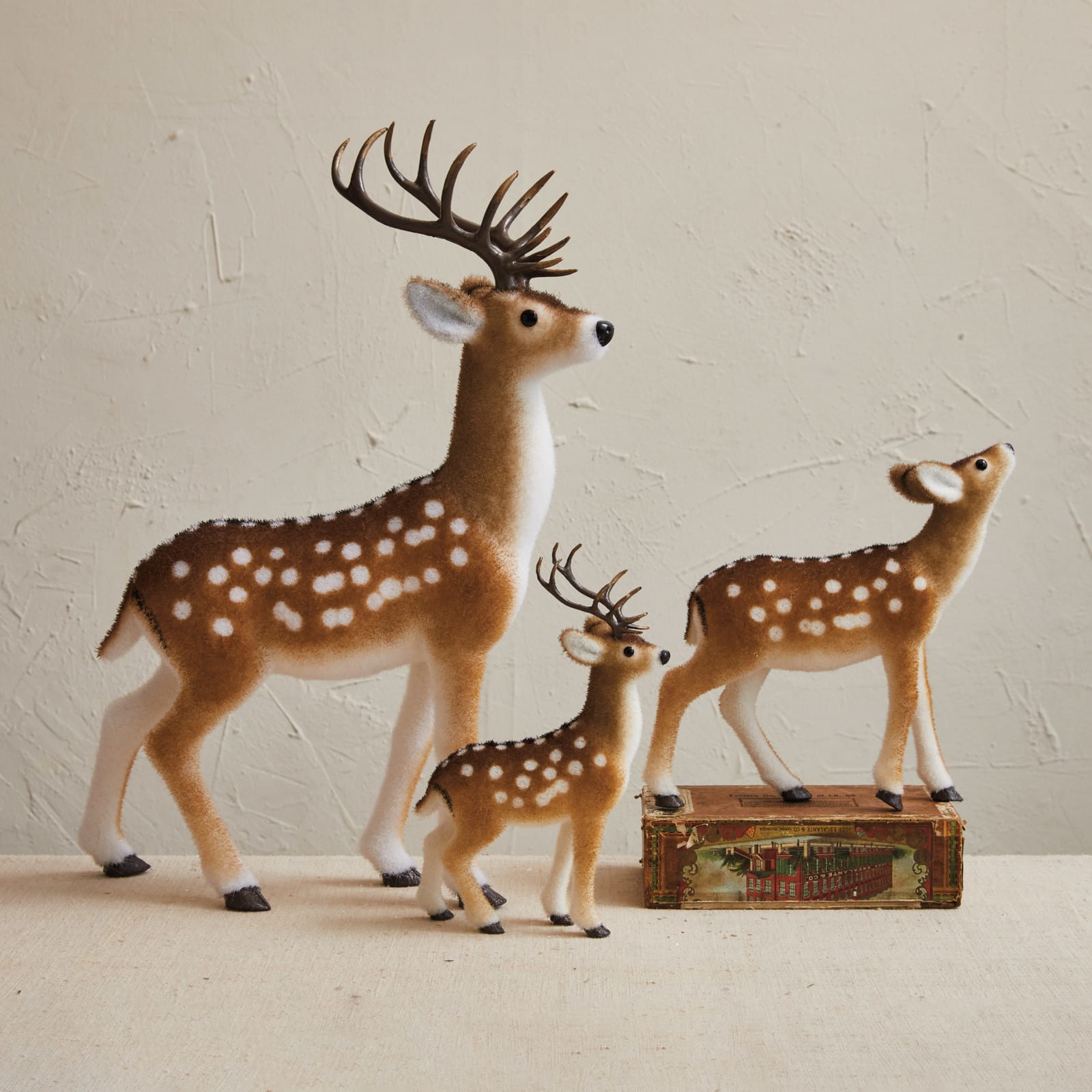 Hello Honey&#xAE; 22&#x22; Brown &#x26; White Flocked Foam Standing Deer with Antlers