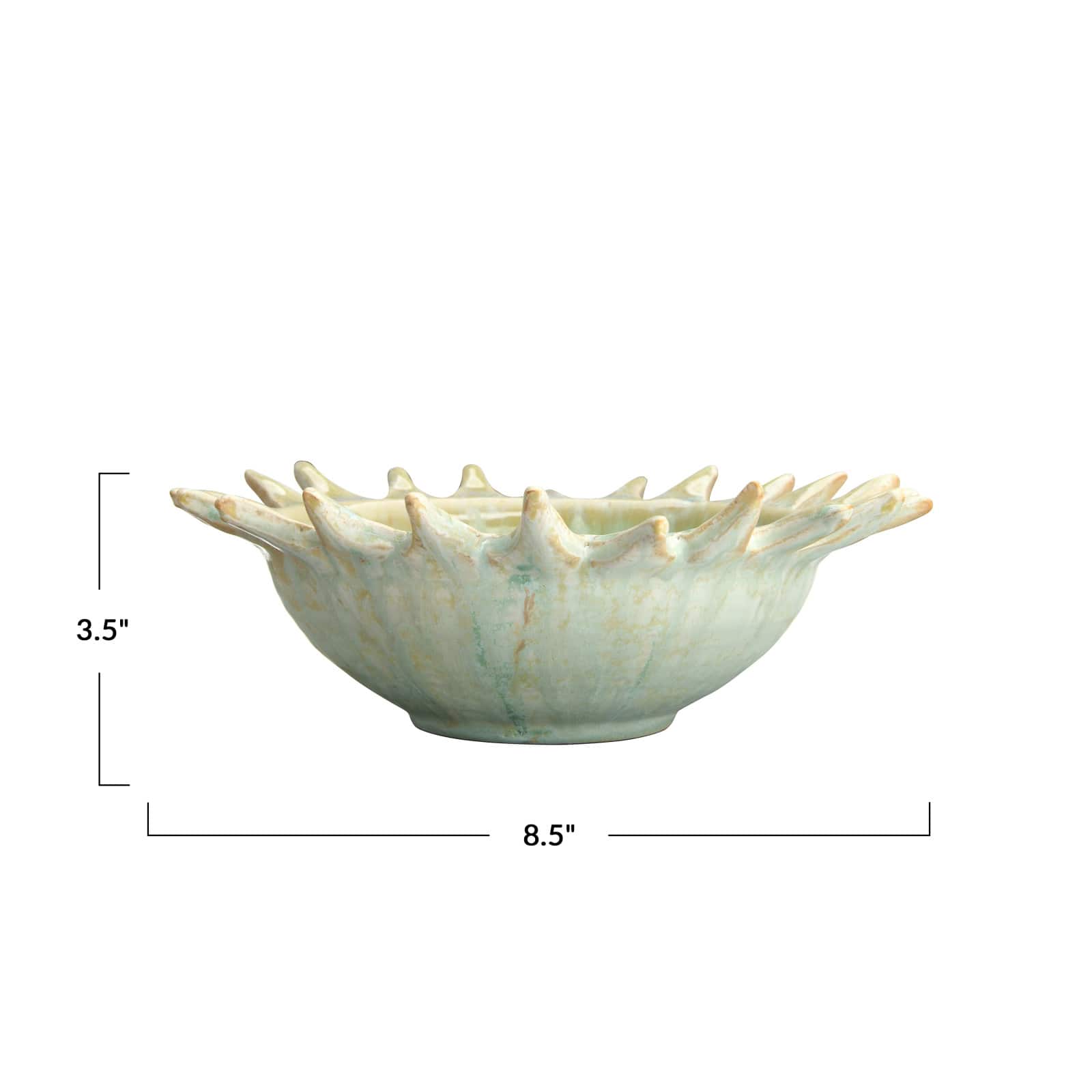 Hello Honey® 8.5" Assorted Celadon Stoneware Sunburst Shaped Serving Bowl with Opal Reactive Glaze