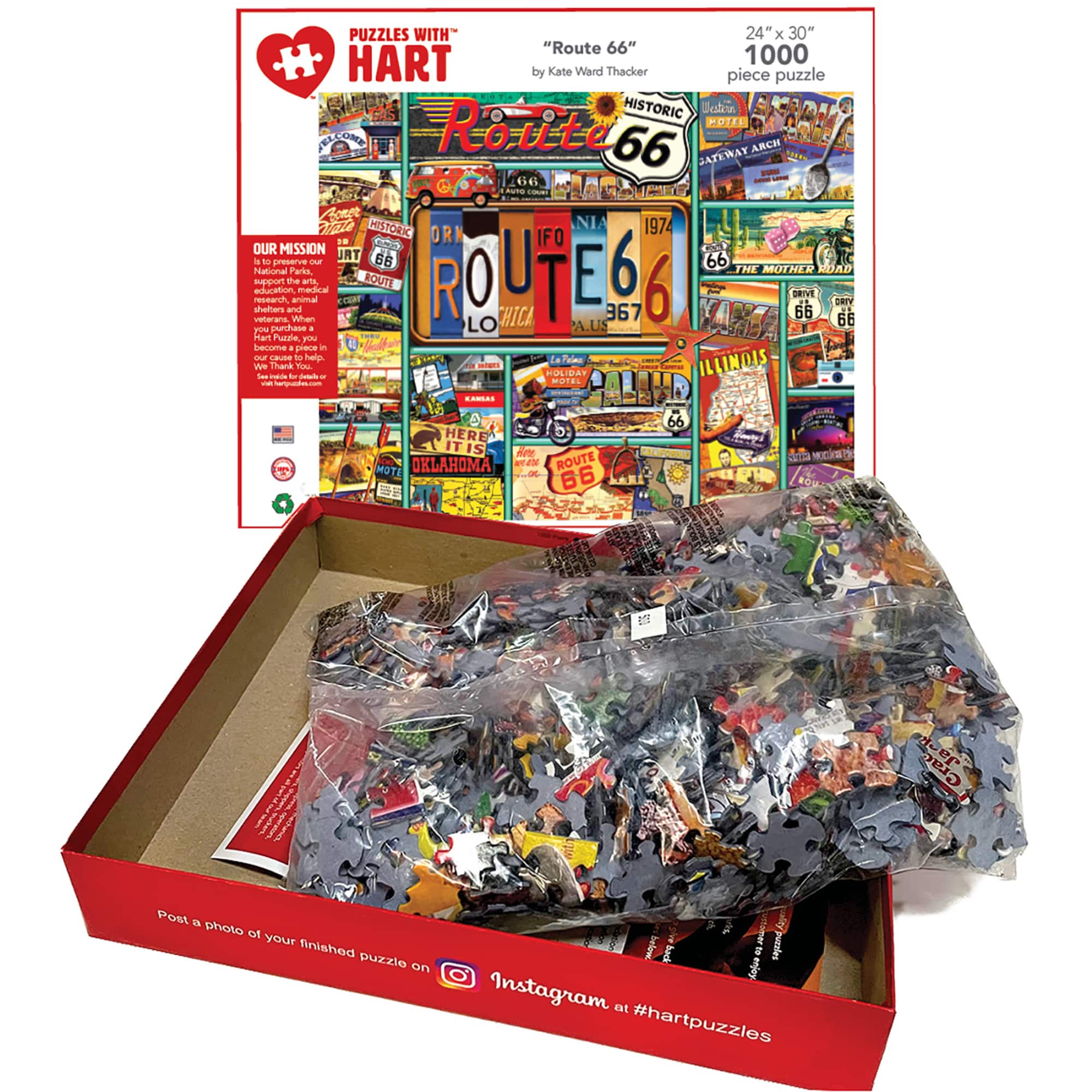 Hart Puzzles Route 66 by Kate Ward Thacker 1,000 Piece Jigsaw Puzzle