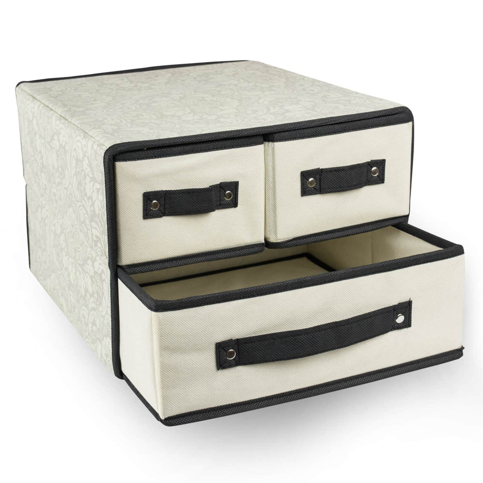 DII&#xAE; White Damask 3 Drawer Storage Closet
