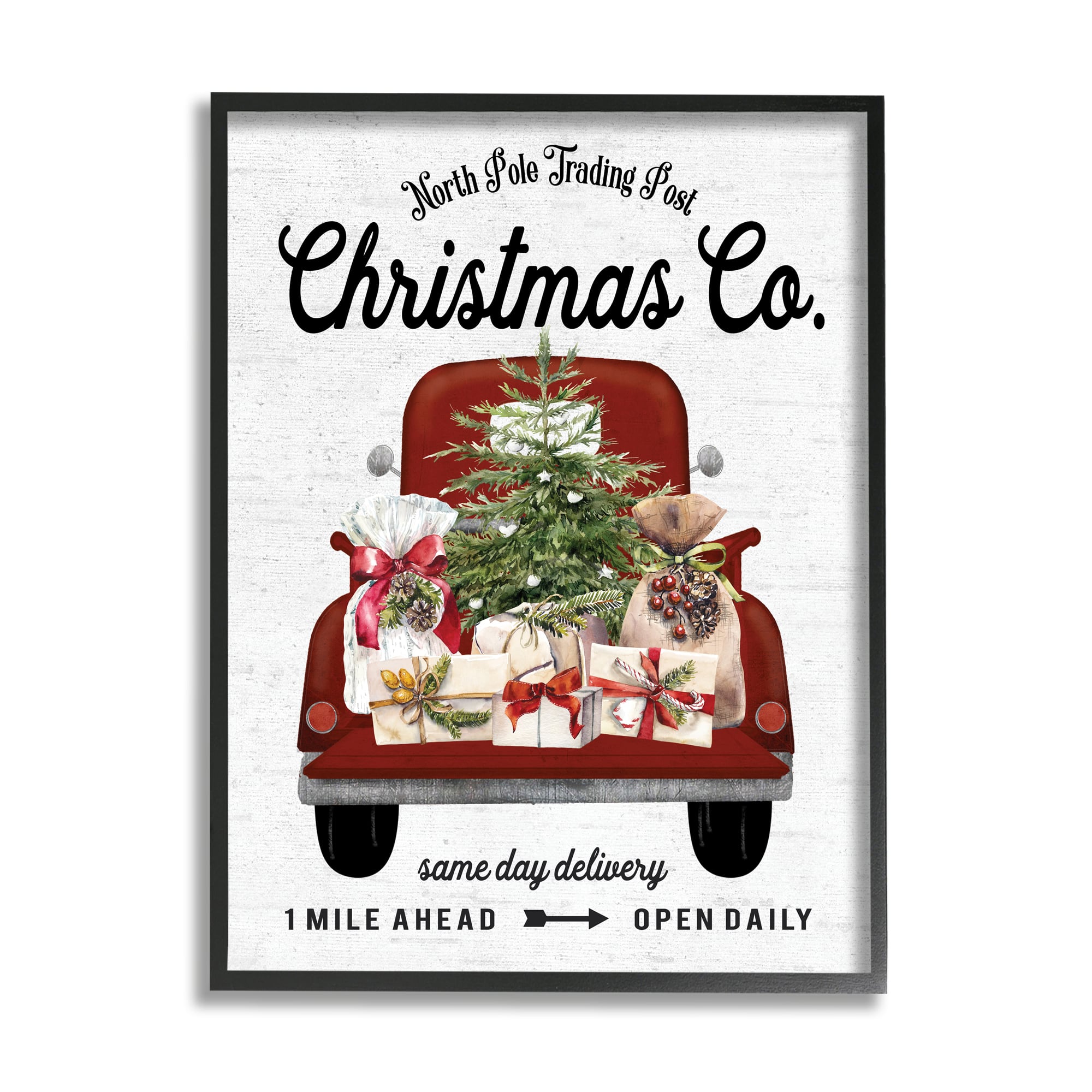 Stupell Industries North Pole Christmas Co. Sign Framed Giclee Art