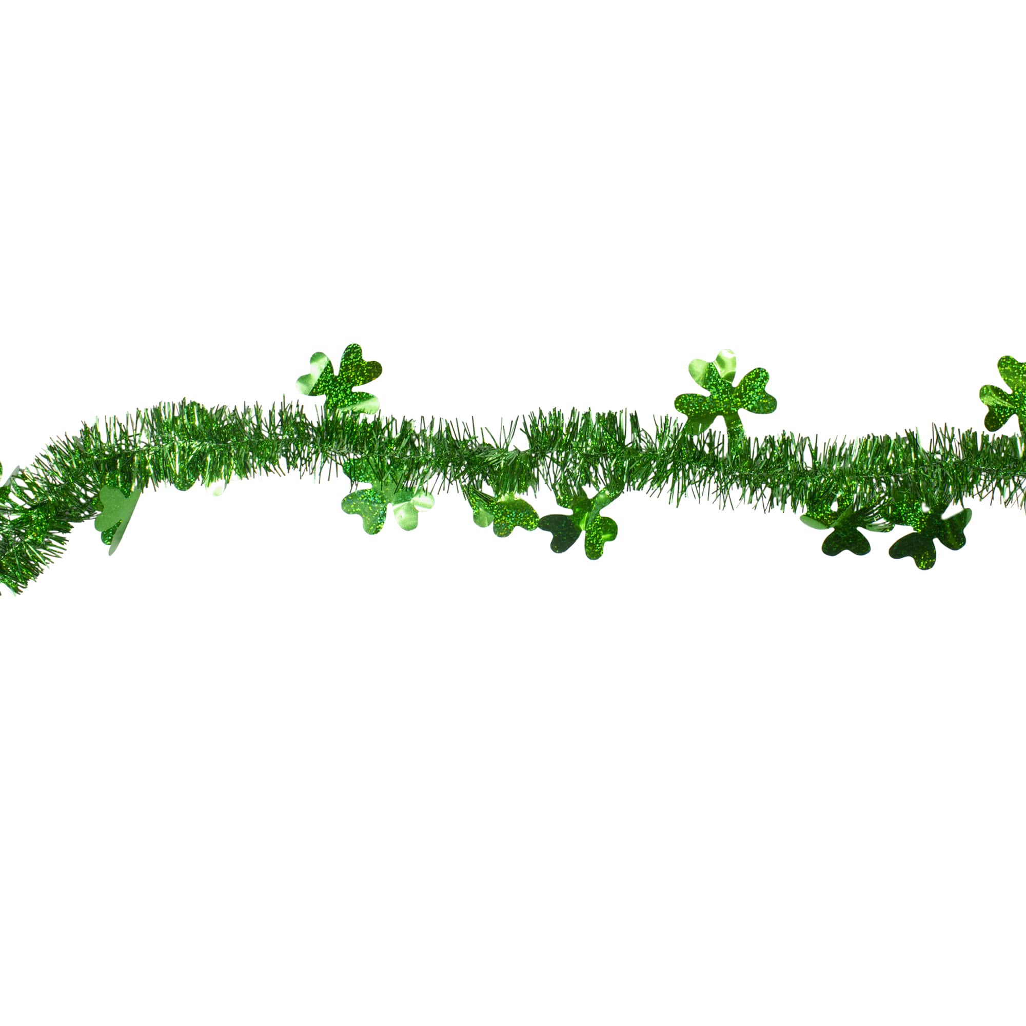2ft. St. Patrick's Day Irish Shamrock Laser Tinsel Unlit Garland