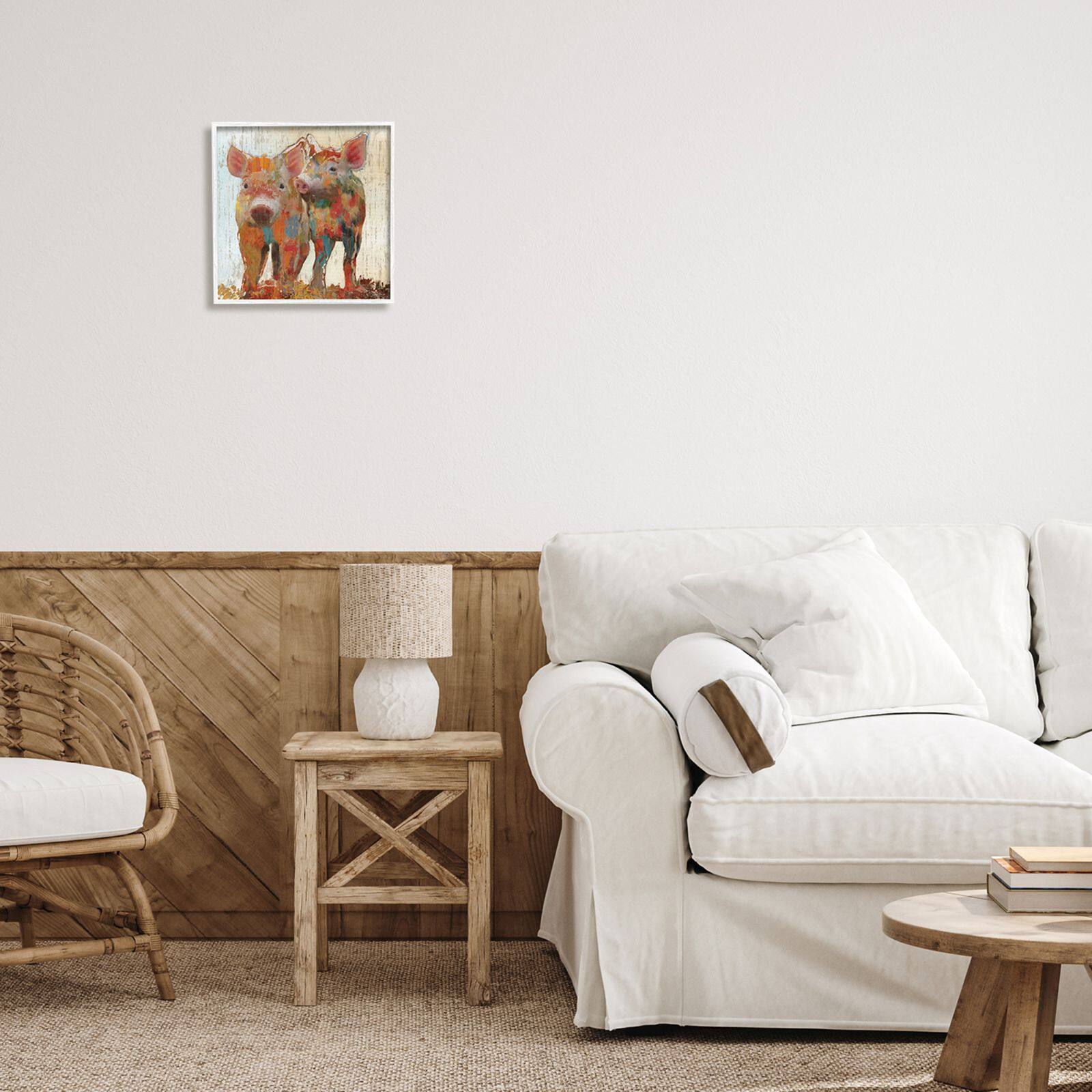 Stupell Industries Rustic Farm Pigs Abstract Contemporary Patchwork Pattern Framed Wall Art