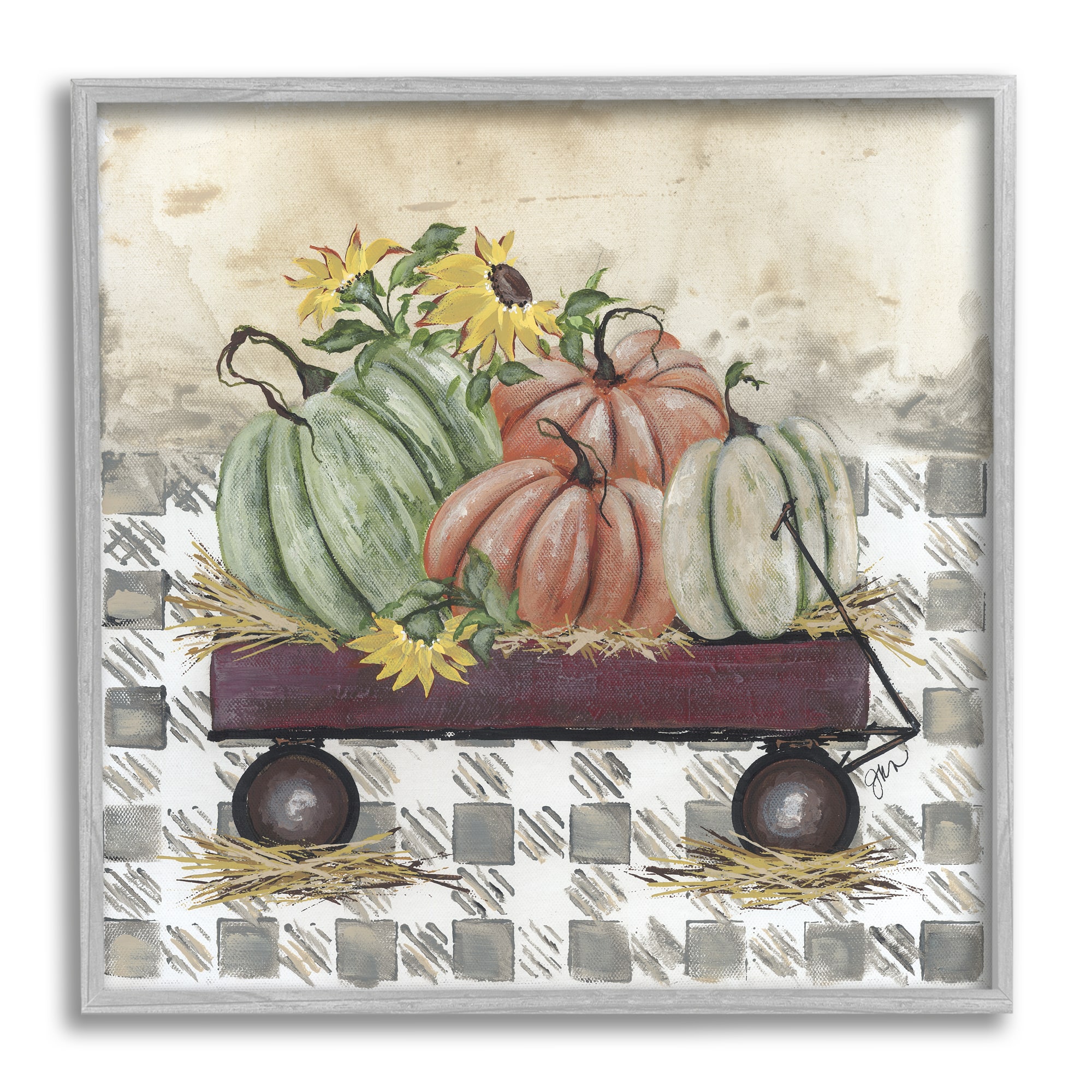 Stupell Industries Pumpkin Harvest Wagon Framed Giclee Art