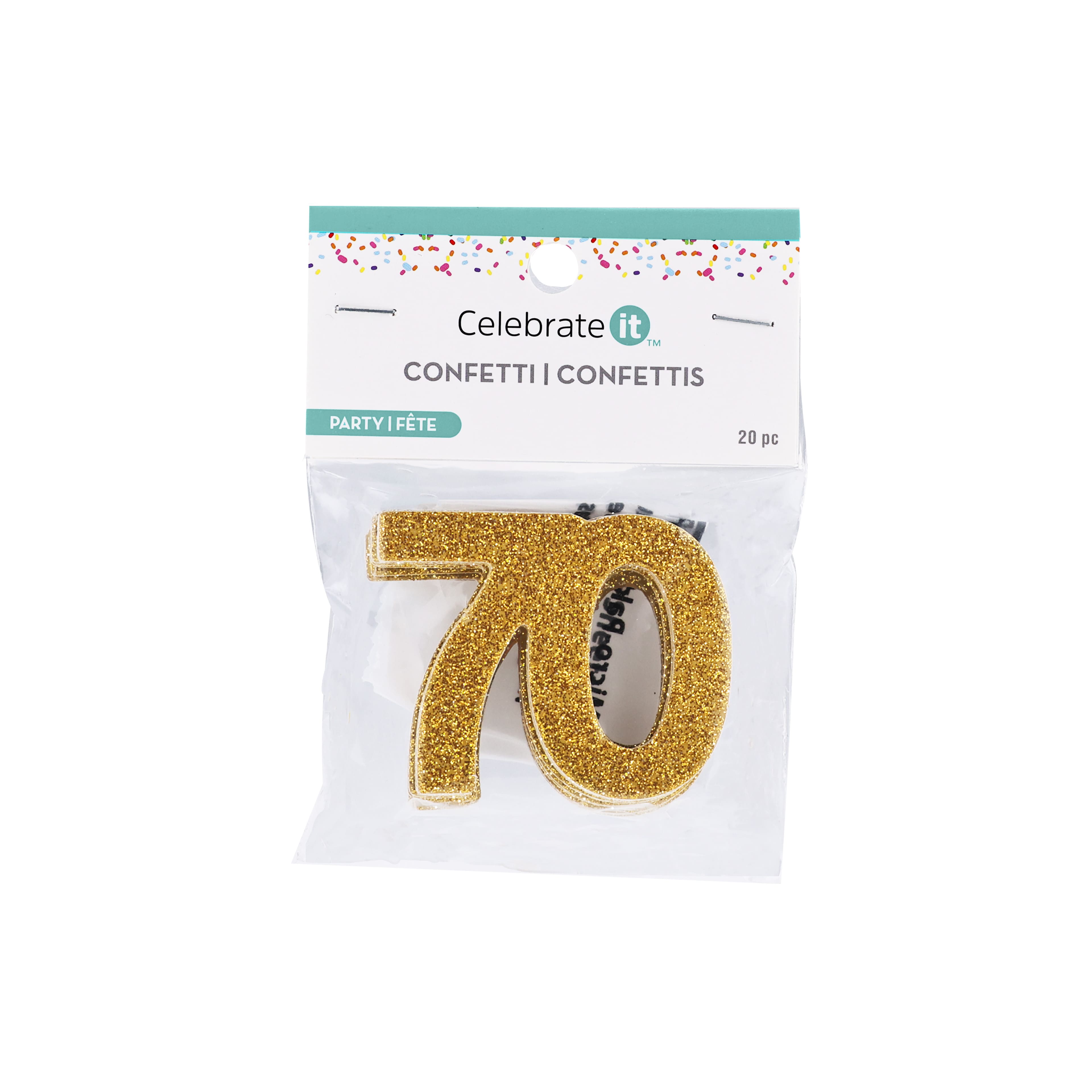 2&#x22; Gold 70 Glitter Confetti, 20ct. by Celebrate It&#x2122;