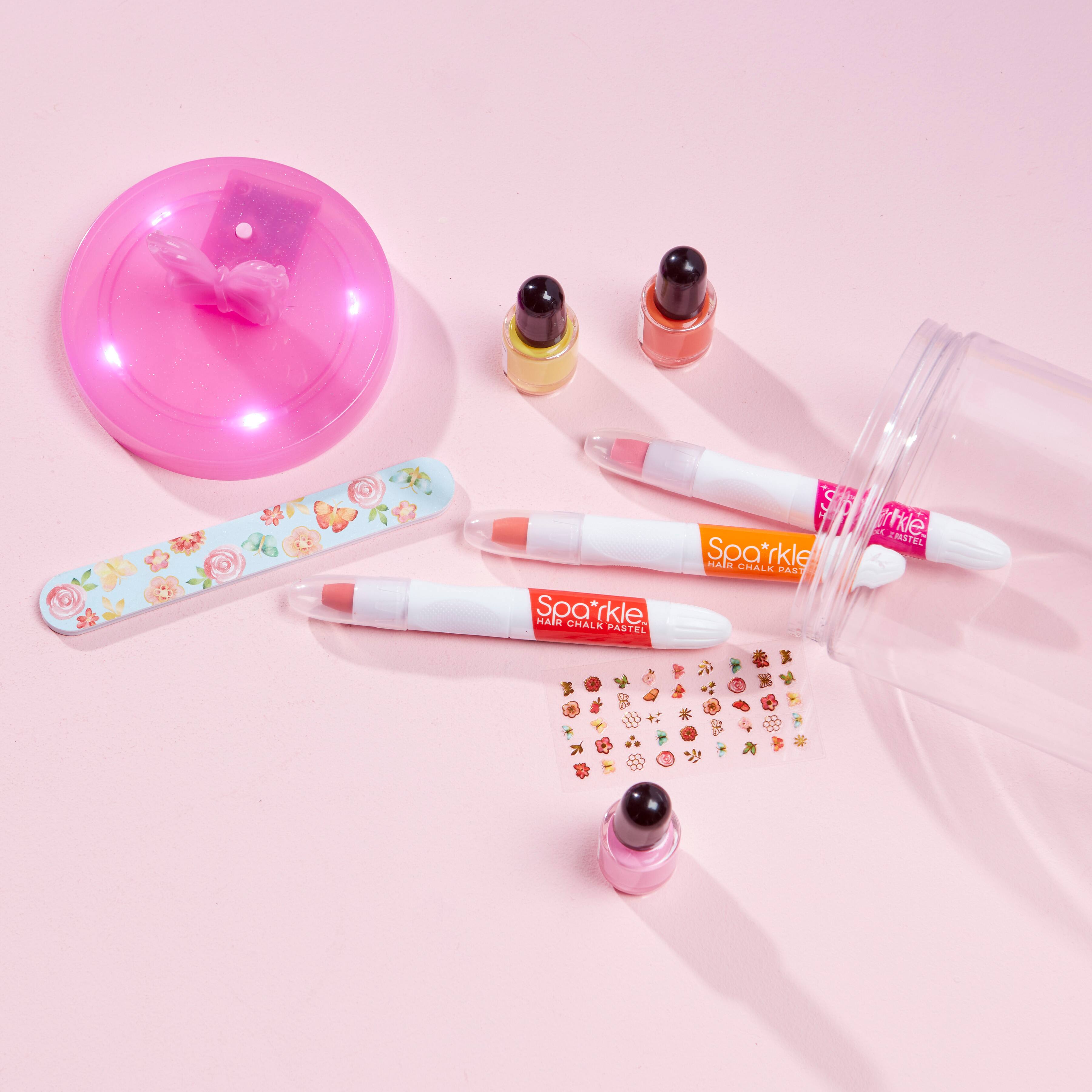 Bright Stripes Sparkle LED Glow Spa Pink Butterfly Activity Jar