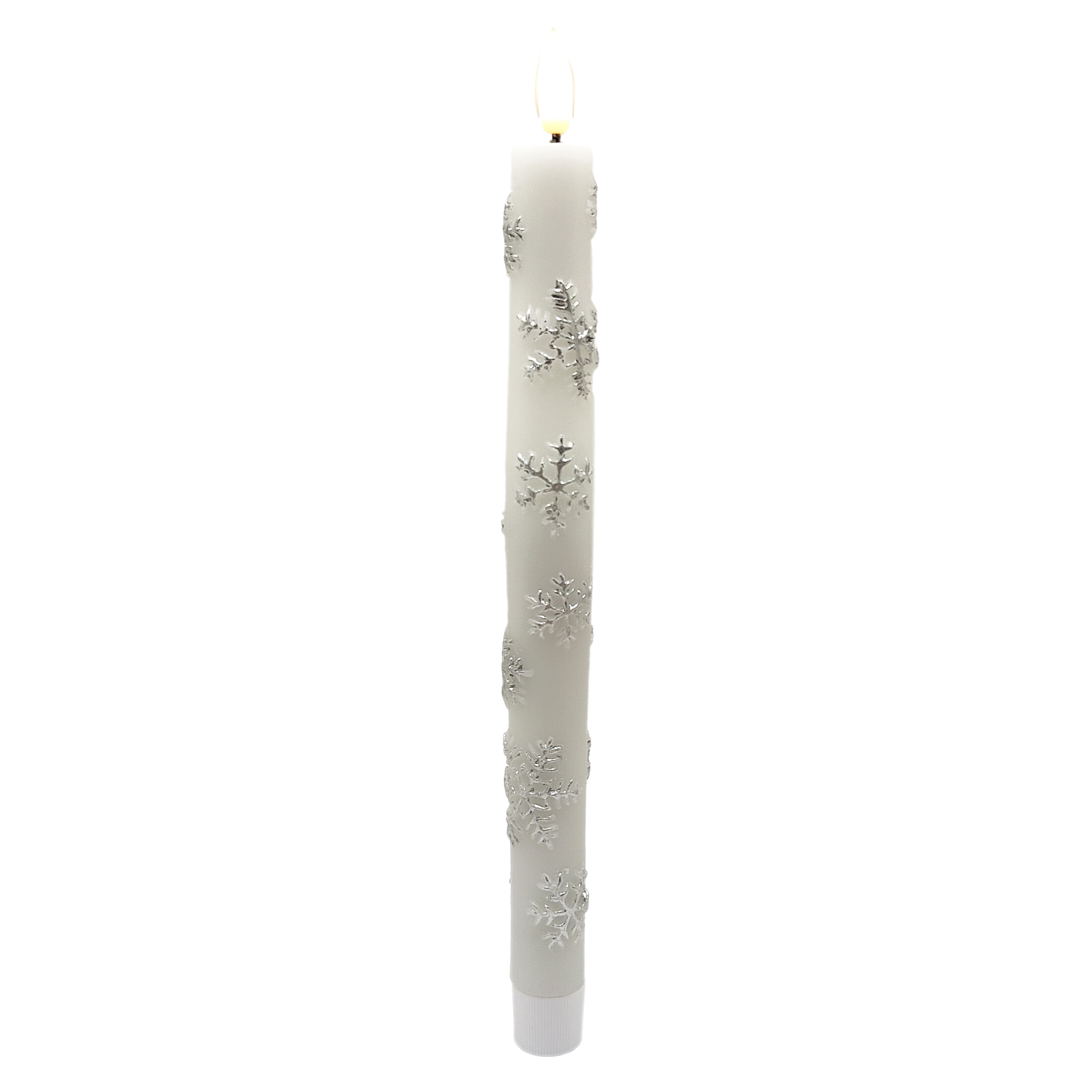 11&#x22; White Snowflakes LED Wax Taper Candles, 2ct. by Ashland&#xAE;