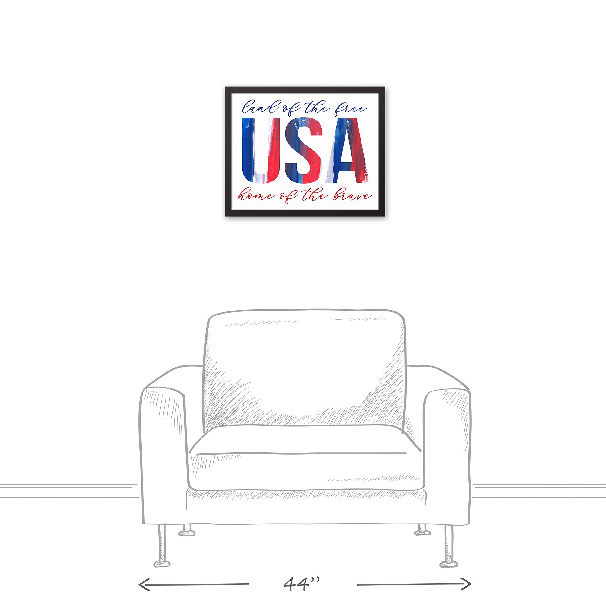 Paintstroke USA Framed Canvas