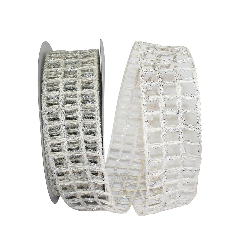 JAM Paper 2.5" x 20yd. Grand Jute Box Sparkle Wired Mesh Ribbon