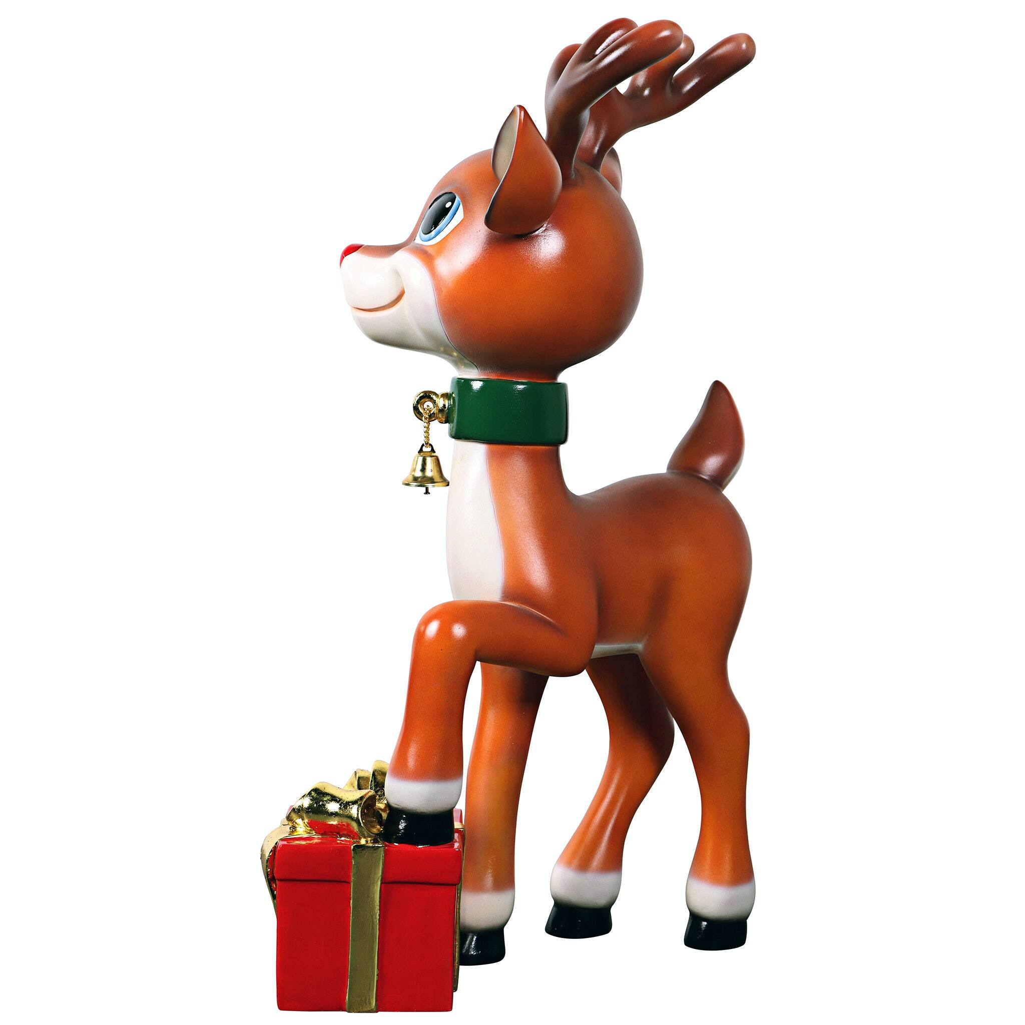 3ft. Belle Santa's Red-Nosed Christmas Reindeer Statue