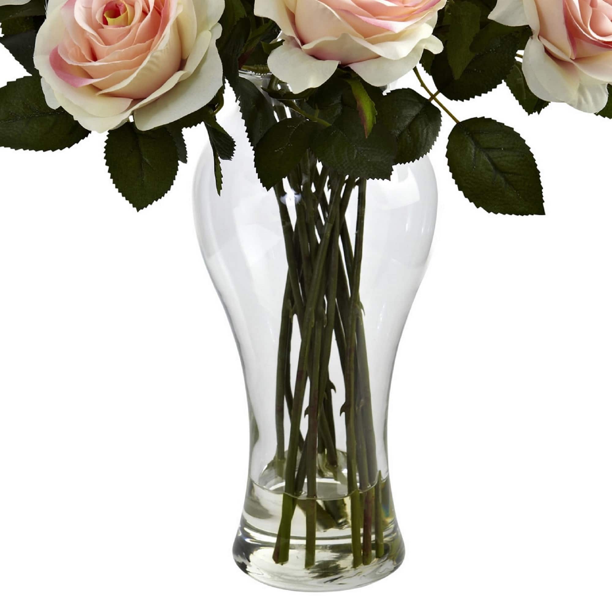 18&#x22; Blooming Light Pink Roses in Decorative Vase